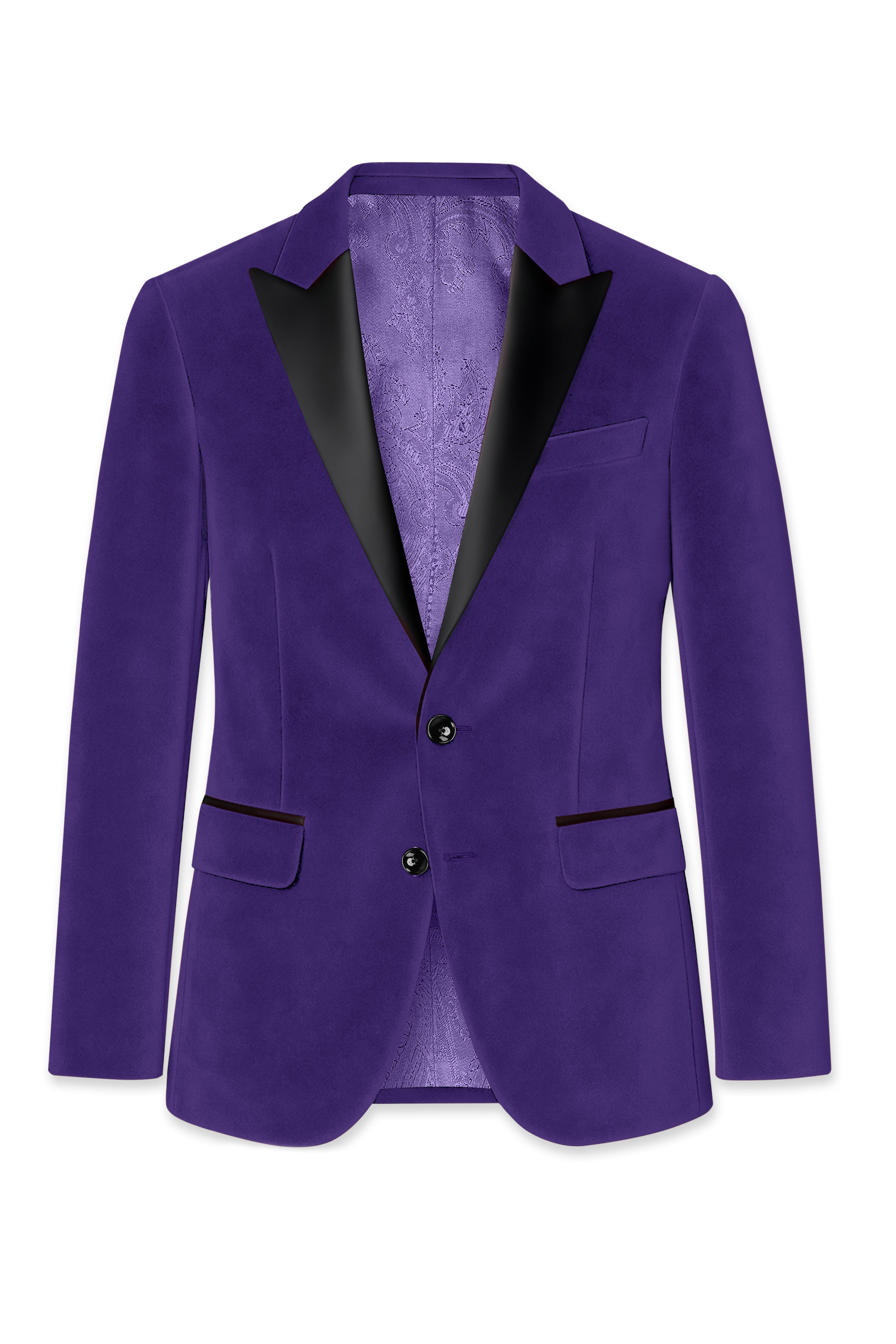 Velaris-Jacarta Purple Velvet Peak Lapel Tuxedo Suit