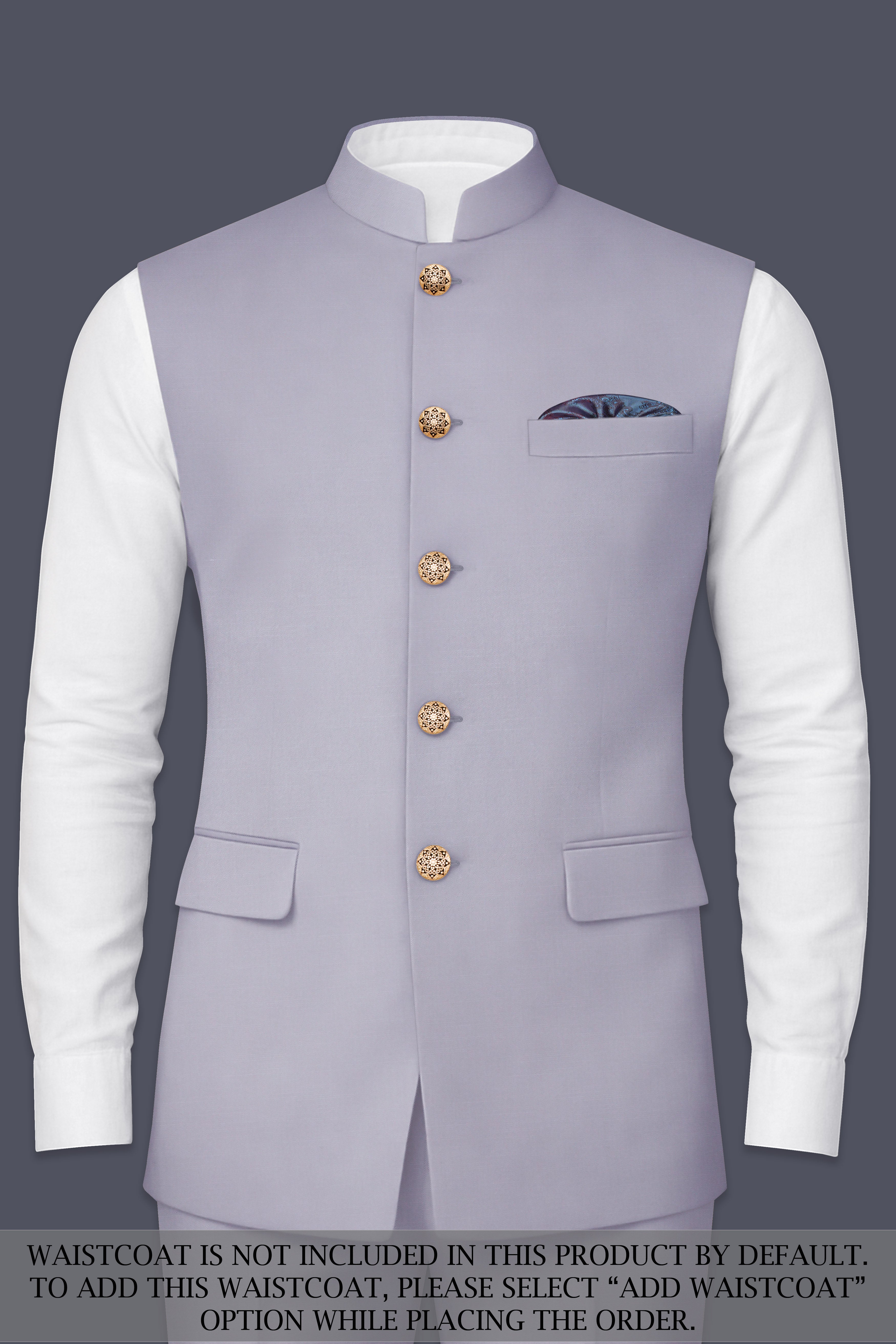 Mistivell-Mountain Mist Gray Wool Rich Bandhgala Stretchable traveler Suit