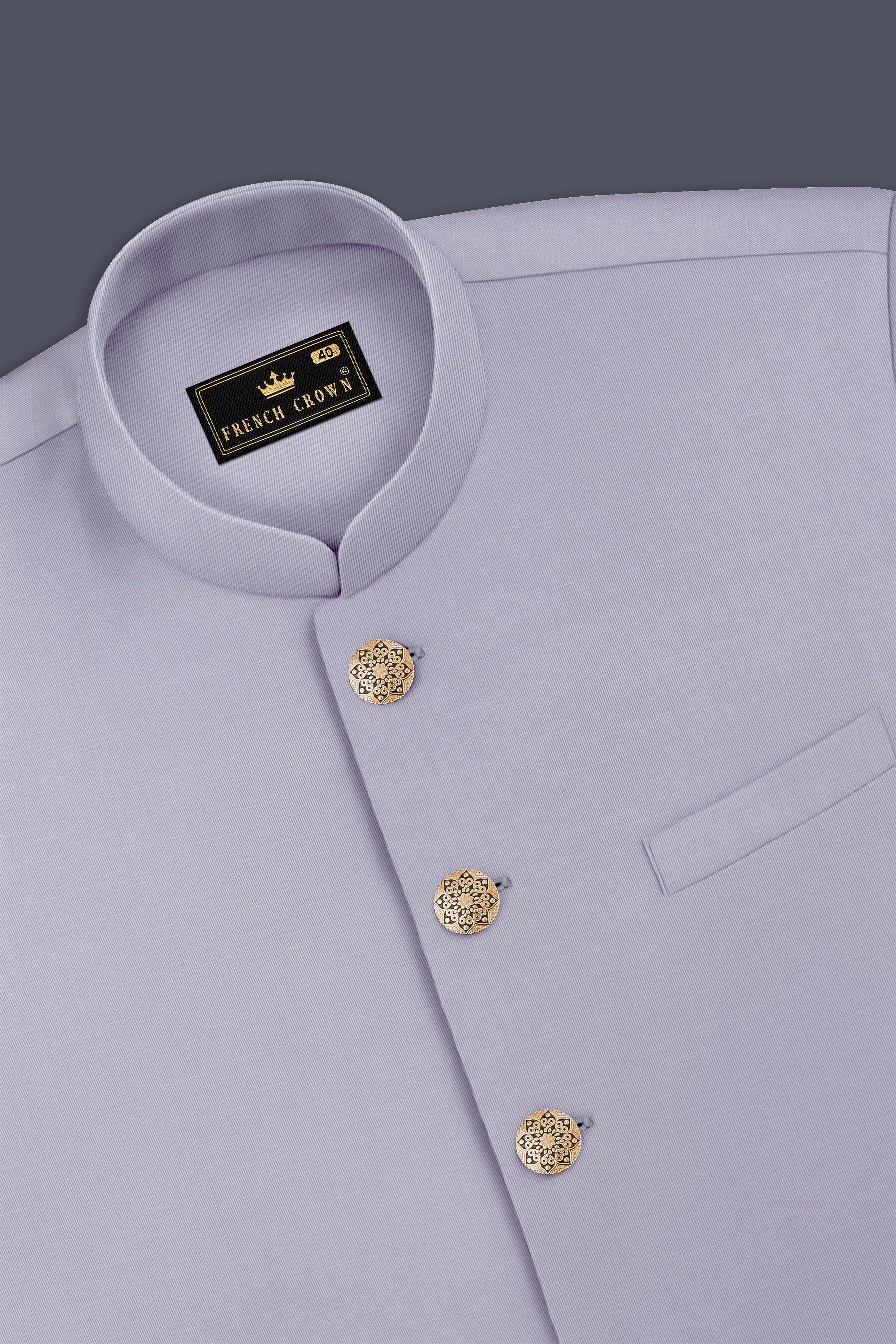 Mistivell-Mountain Mist Gray Wool Rich Bandhgala Stretchable traveler Suit