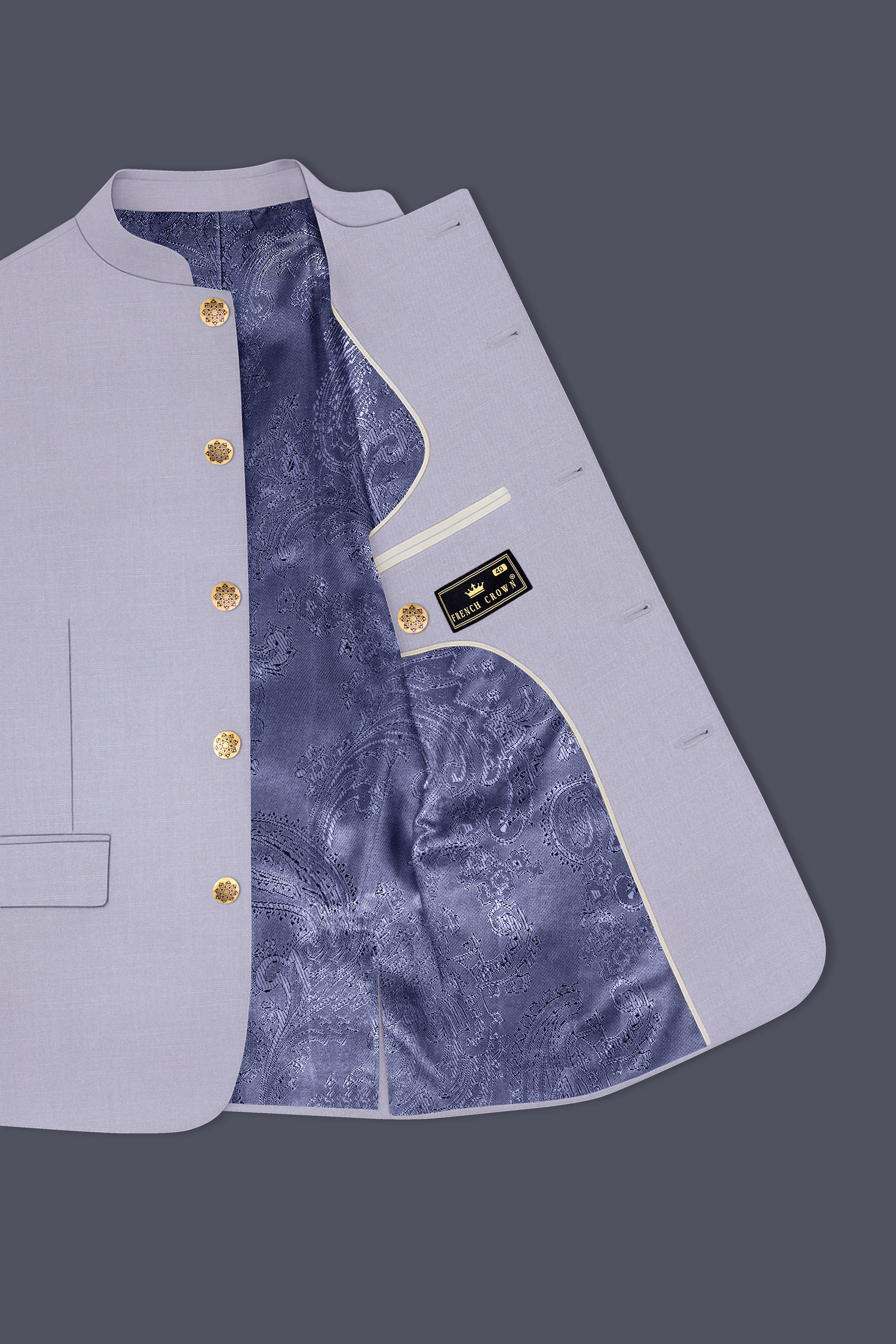 Mistivell-Mountain Mist Gray Wool Rich Bandhgala Stretchable traveler Suit