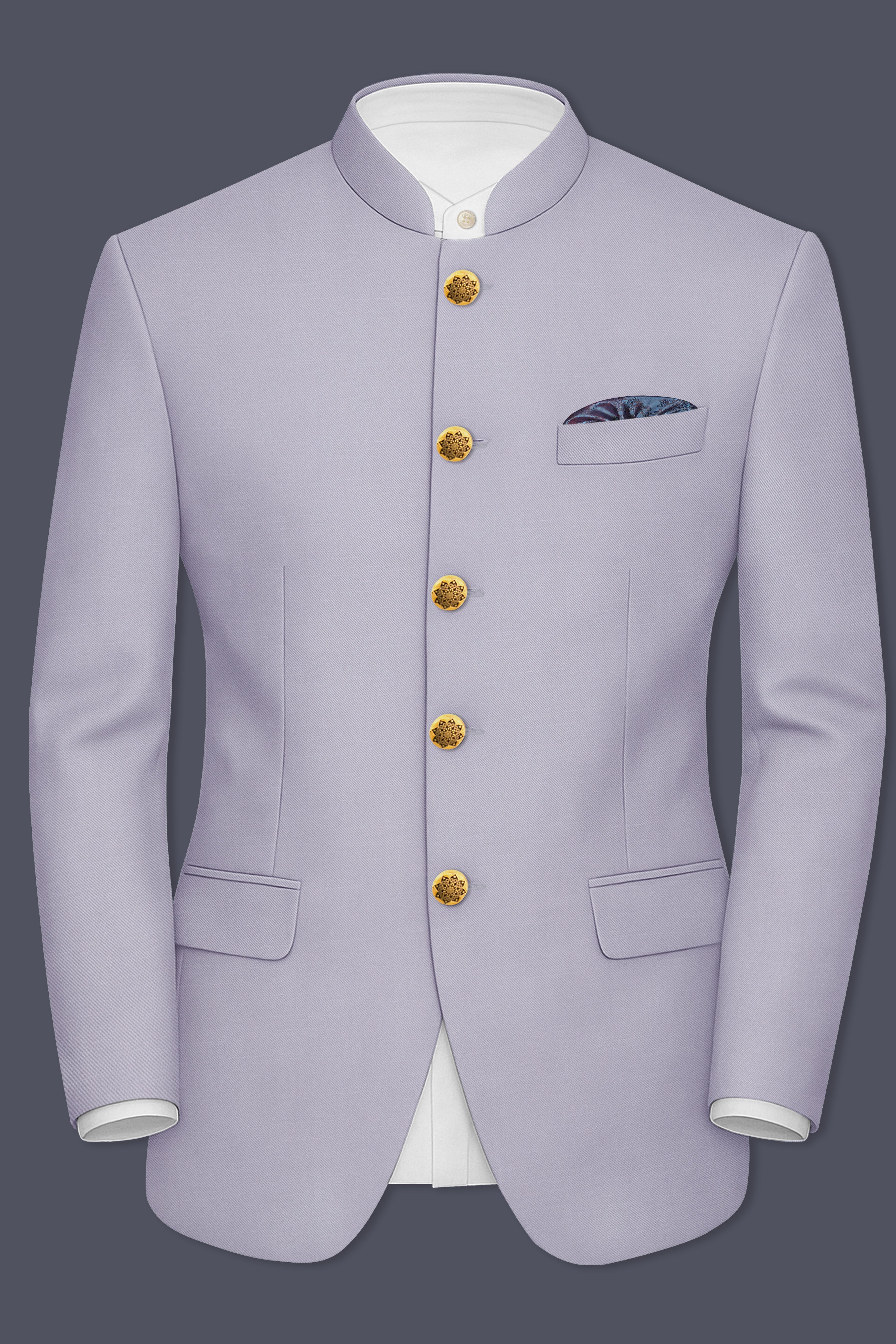 Mistivell-Mountain Mist Gray Wool Rich Bandhgala Stretchable traveler Suit