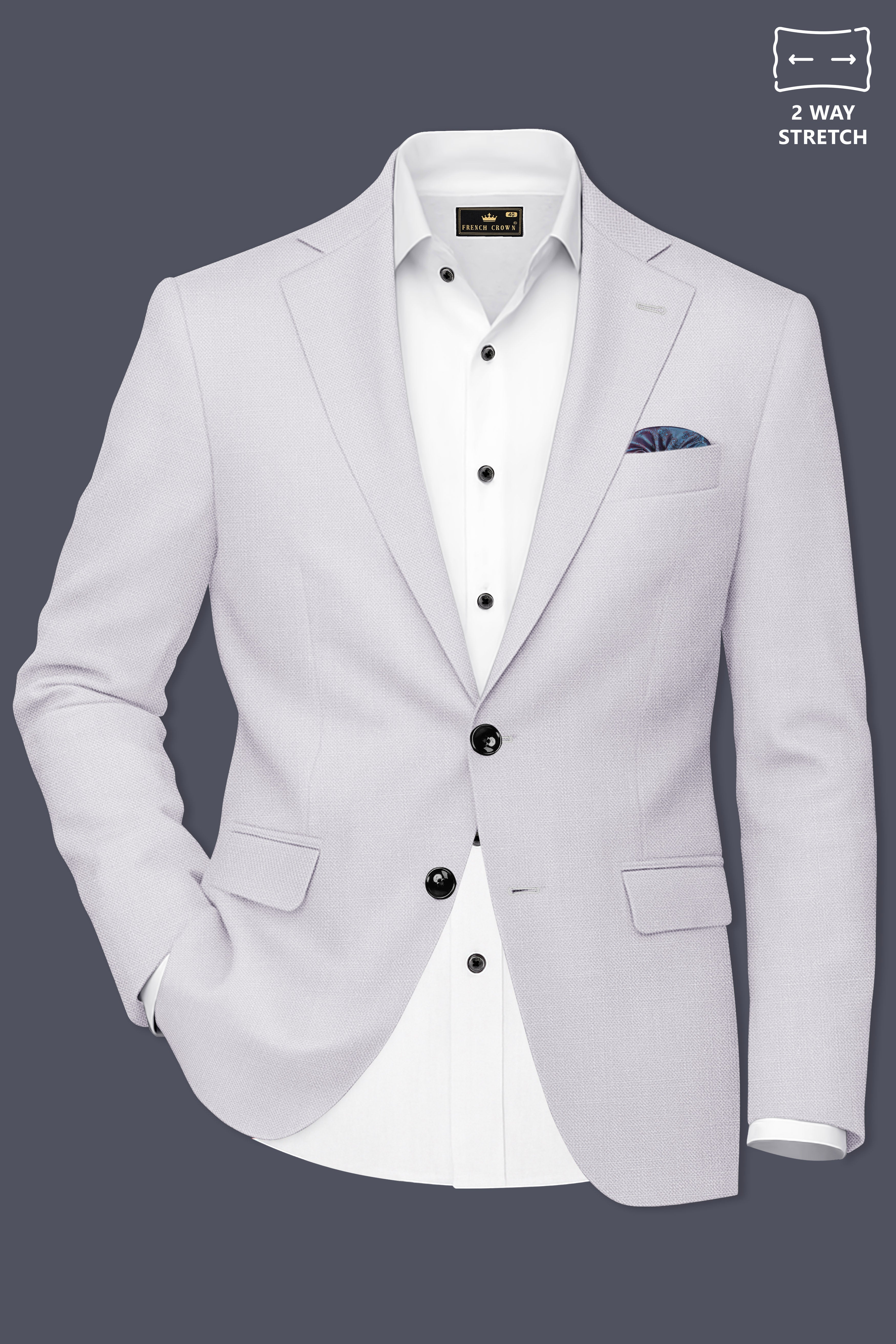 Aristo-Alto Gray Luxurious Linen Single Breasted Stretchable traveler Suit