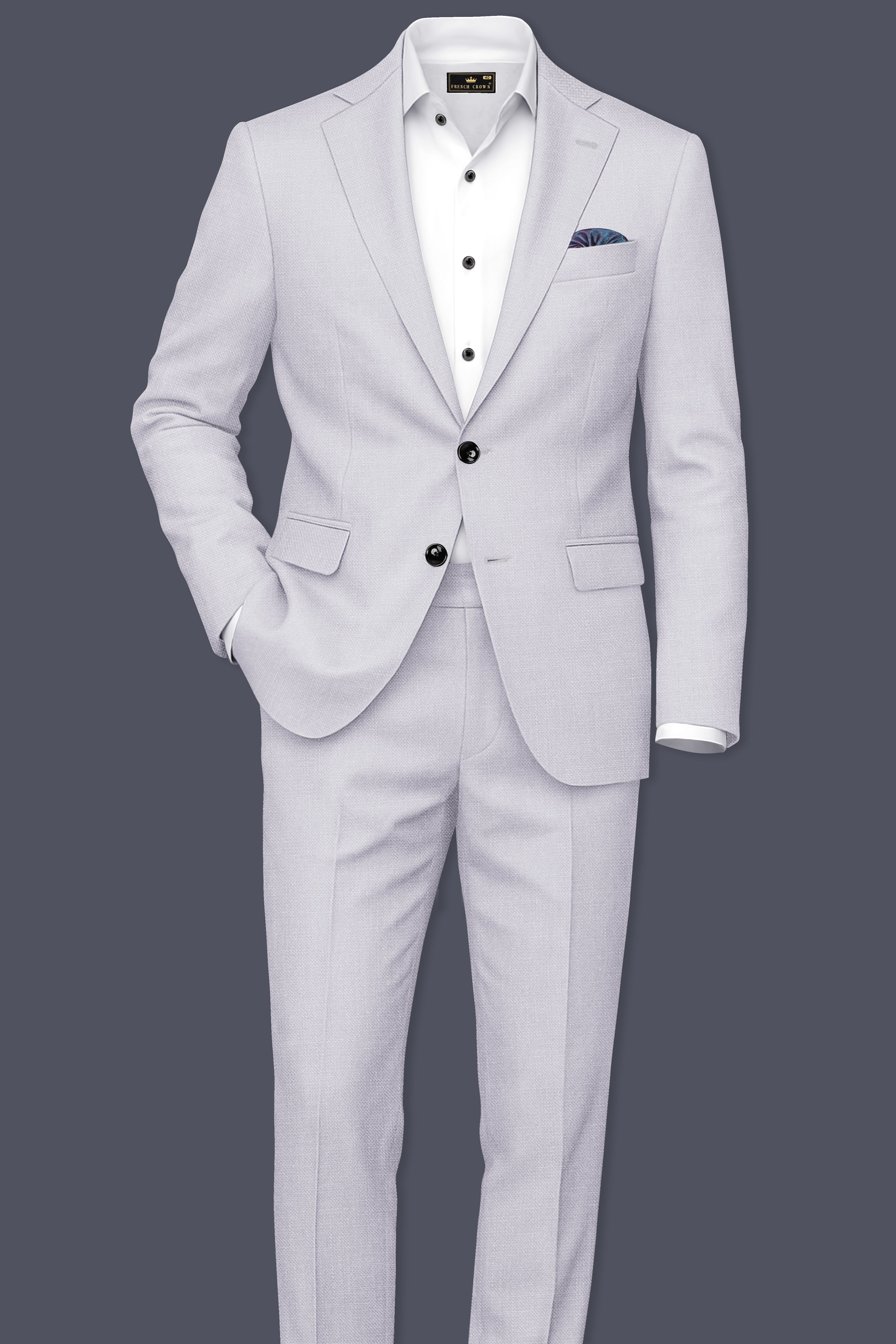 Aristo-Alto Gray Luxurious Linen Single Breasted Stretchable traveler Suit