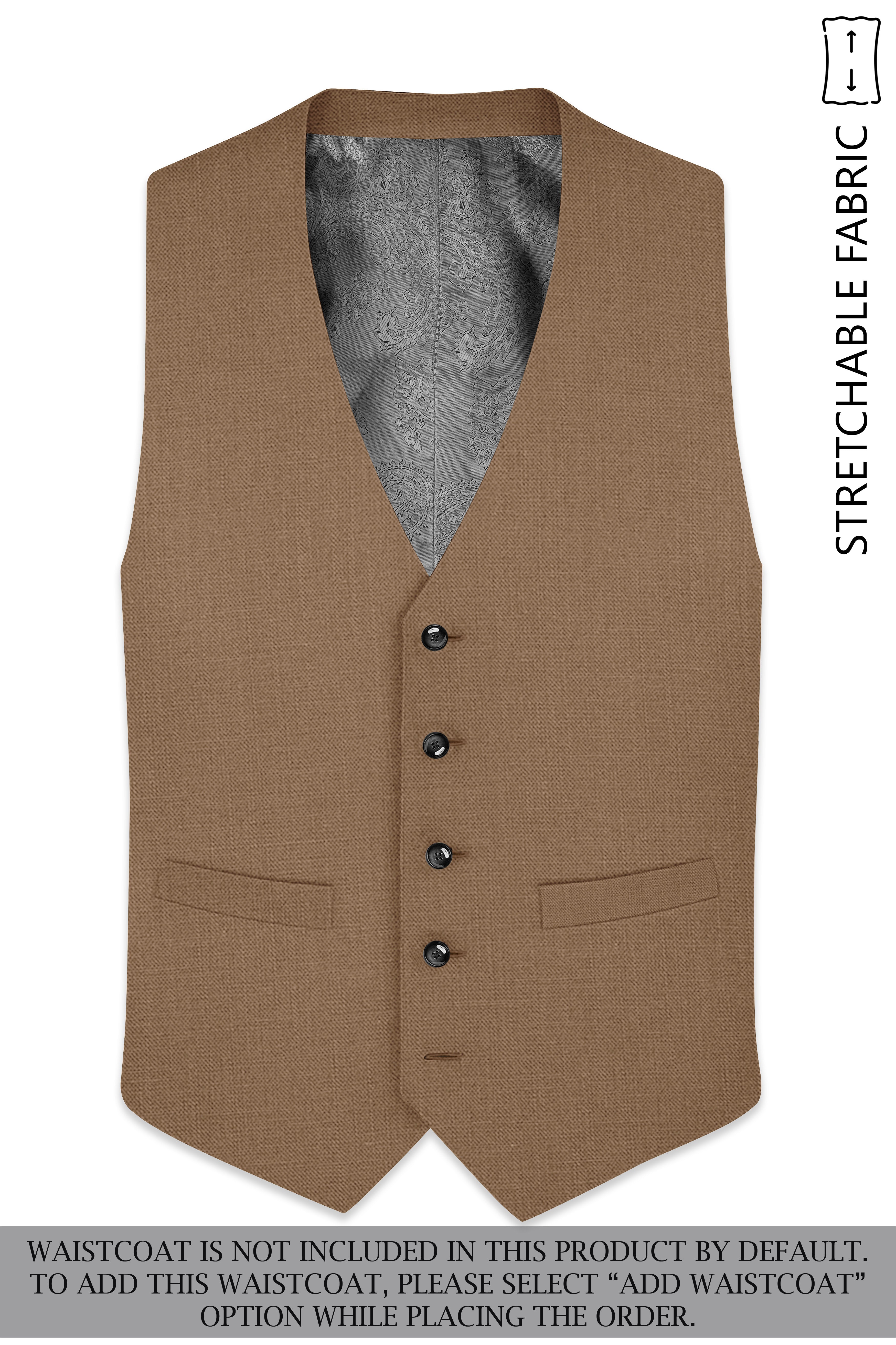 Cremont-Mocha Brown Luxurious Linen Single Breasted Stretchable traveler Suit
