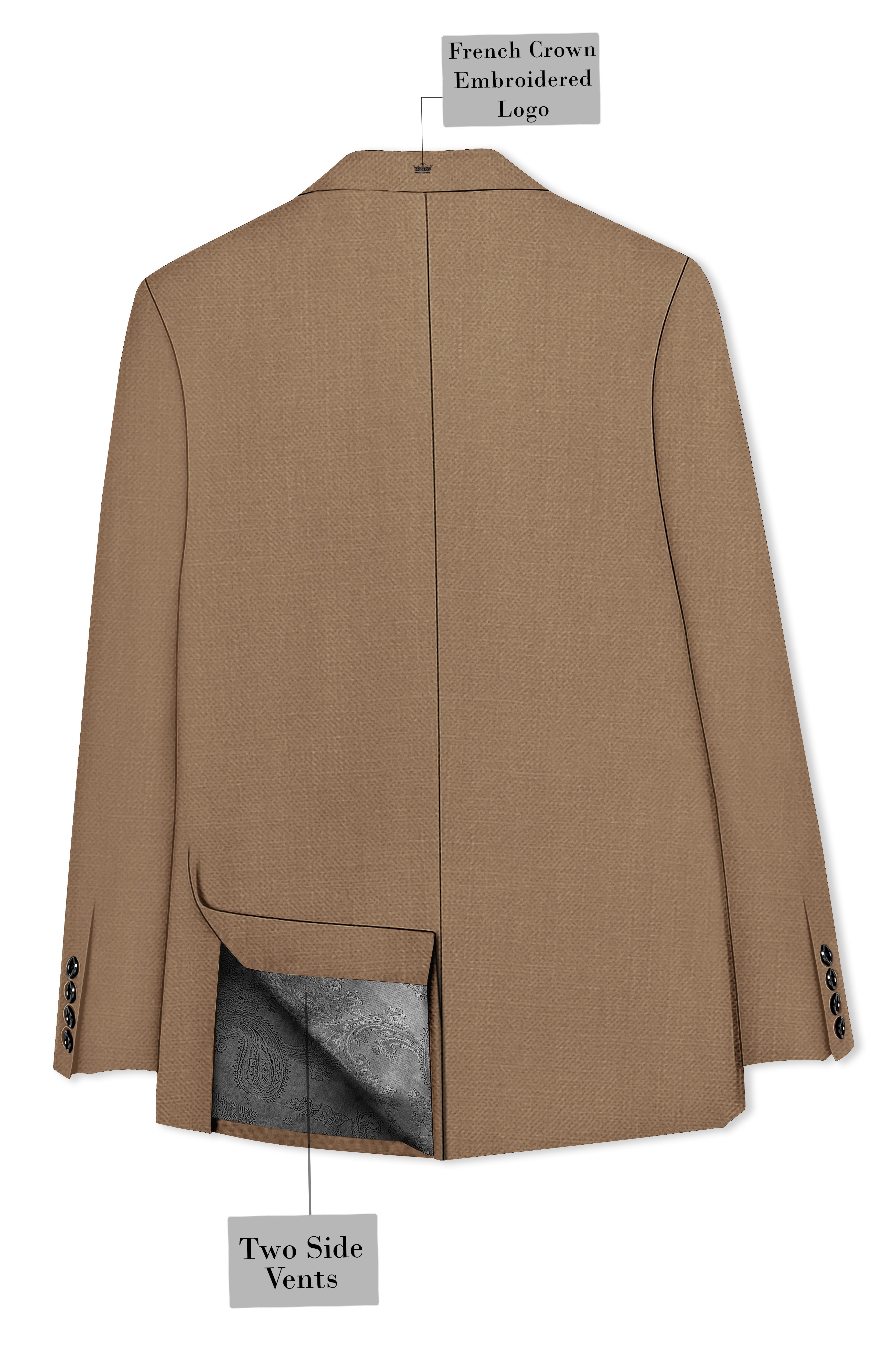 Cremont-Mocha Brown Luxurious Linen Single Breasted Stretchable traveler Suit