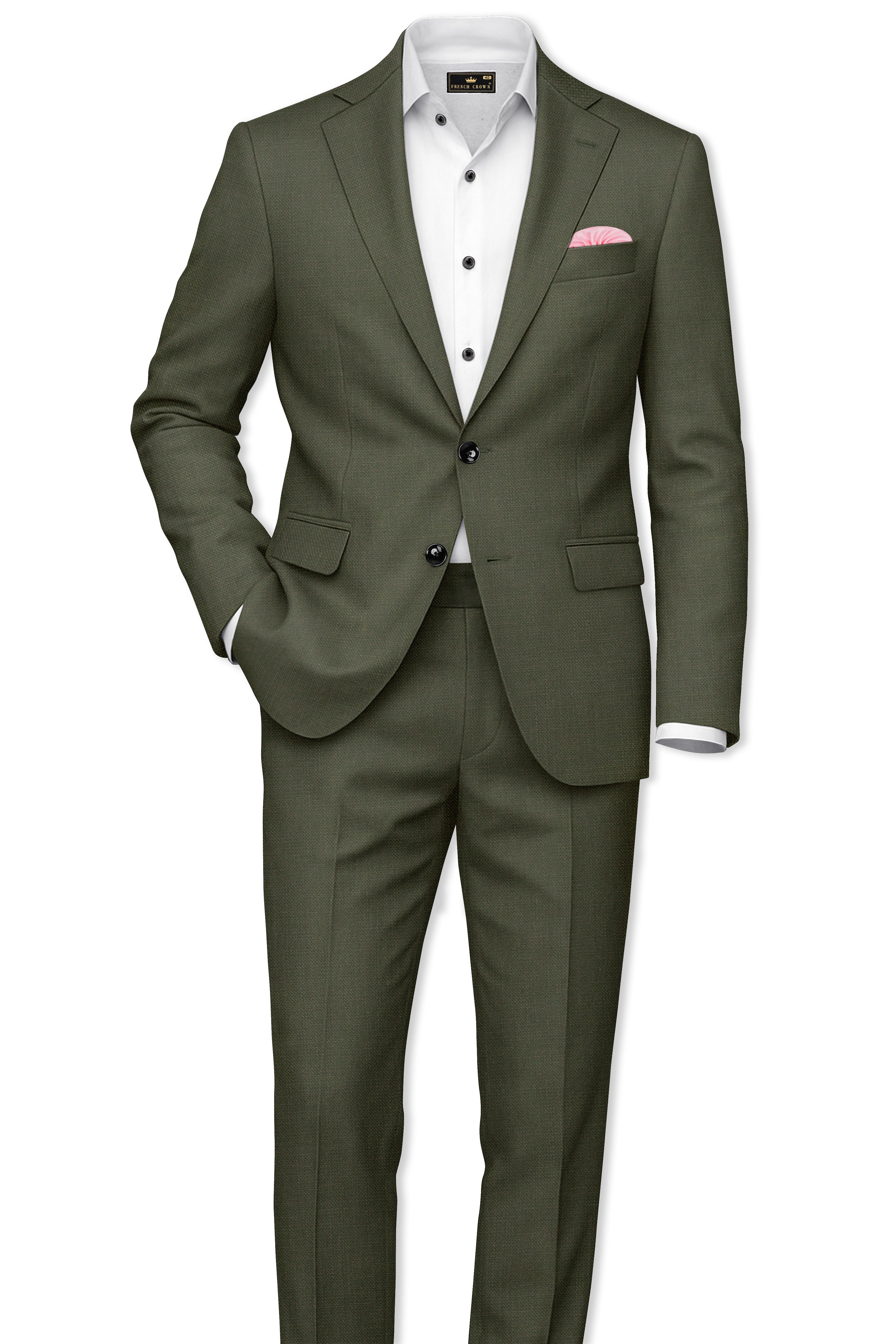 Virenzo-Rifle Green Luxurious Linen Single Breasted Stretchable traveler Suit