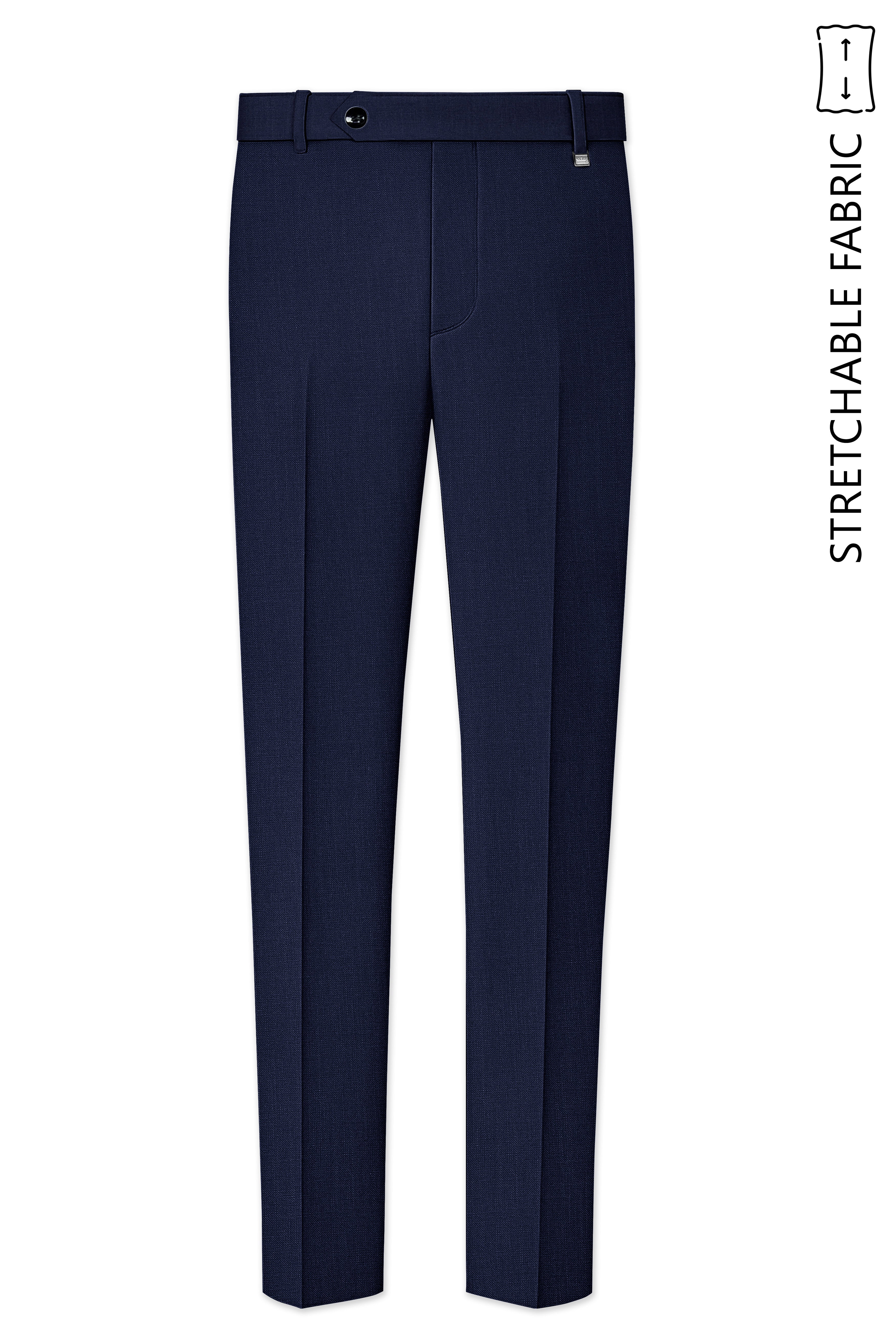 Azuriel-Firefly Blue Luxurious Linen Single Breasted Stretchable traveler Suit
