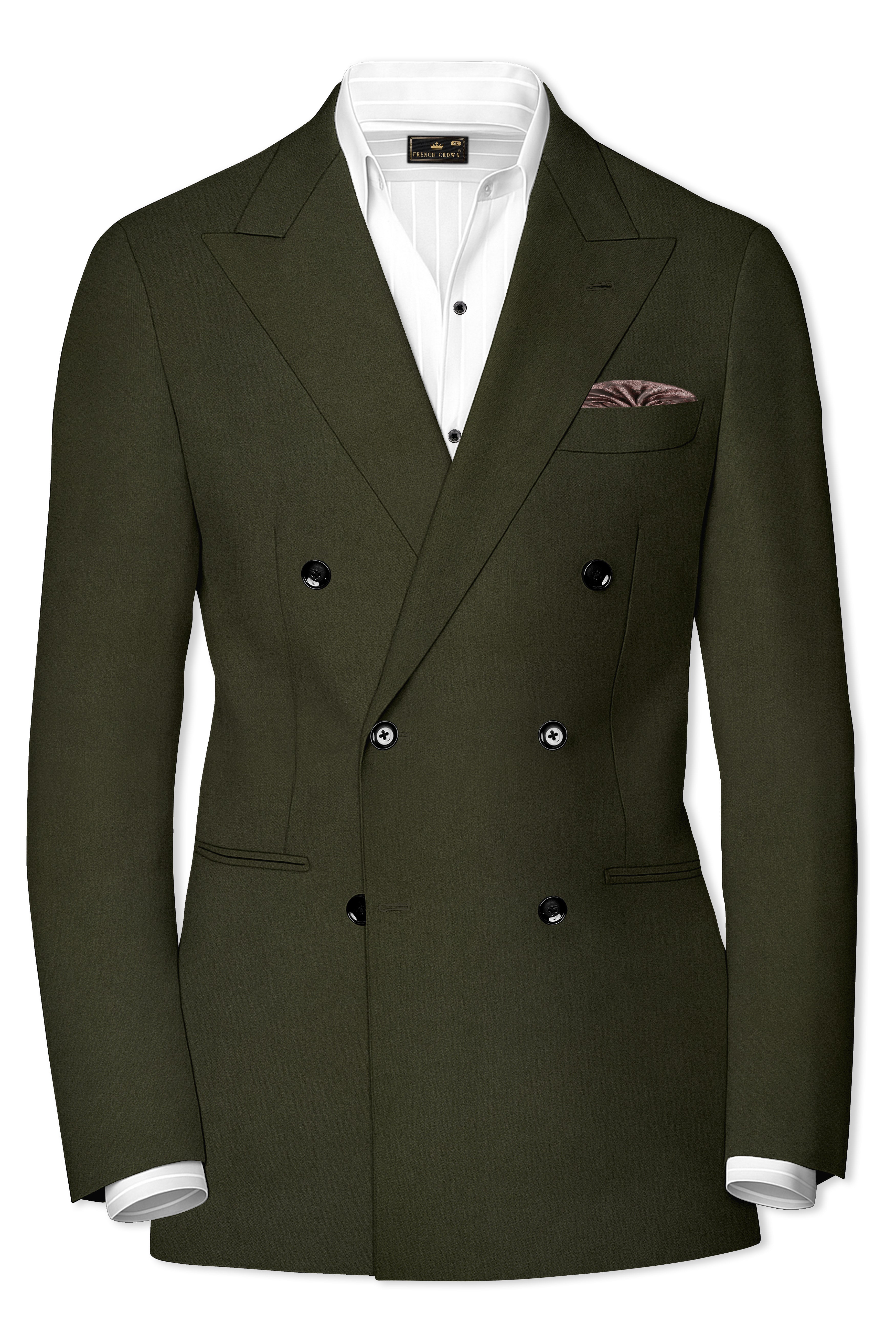 Verdaro-Zeus Green Solid Premium Cotton Double Breasted Suit