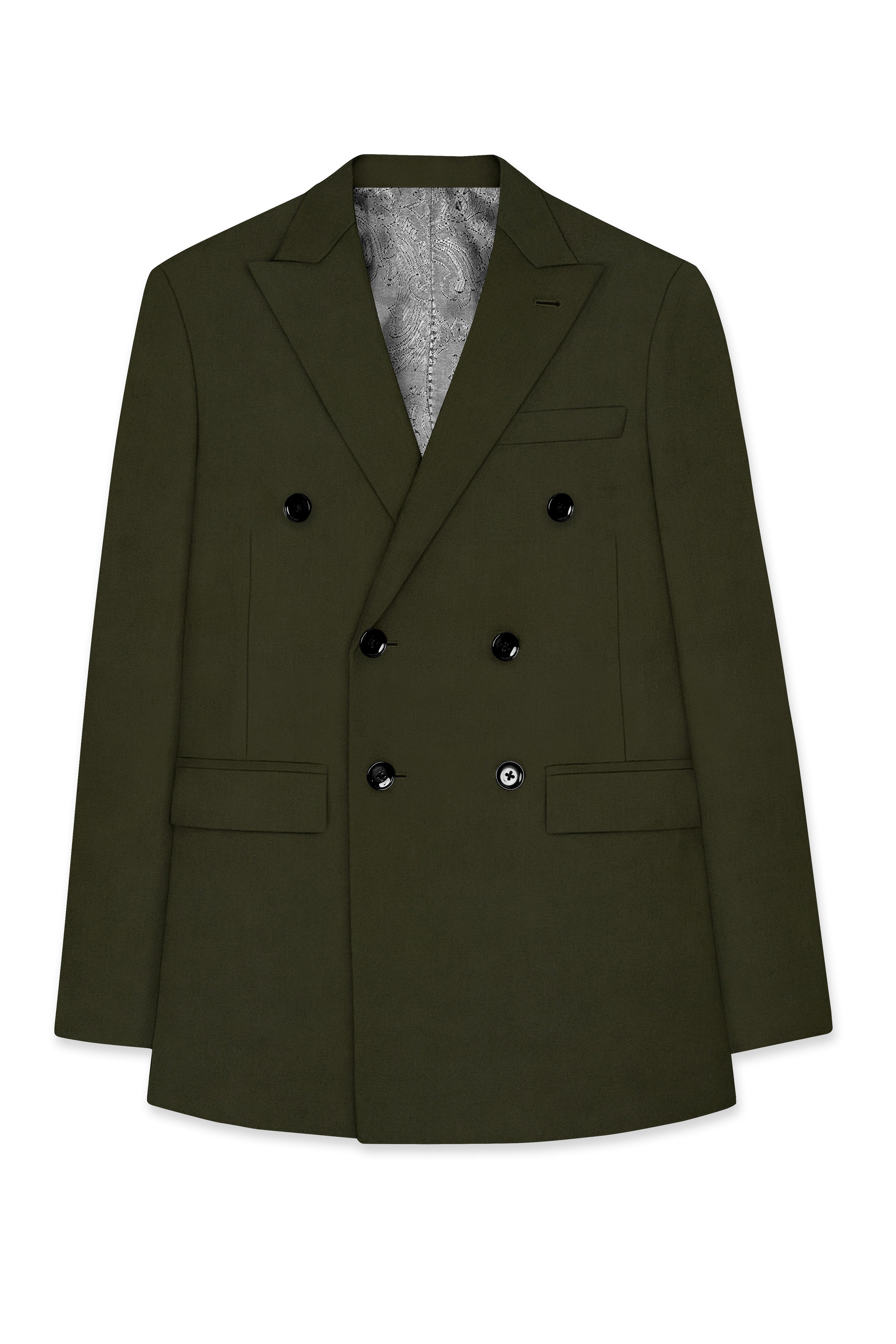 Verdaro-Zeus Green Solid Premium Cotton Double Breasted Suit