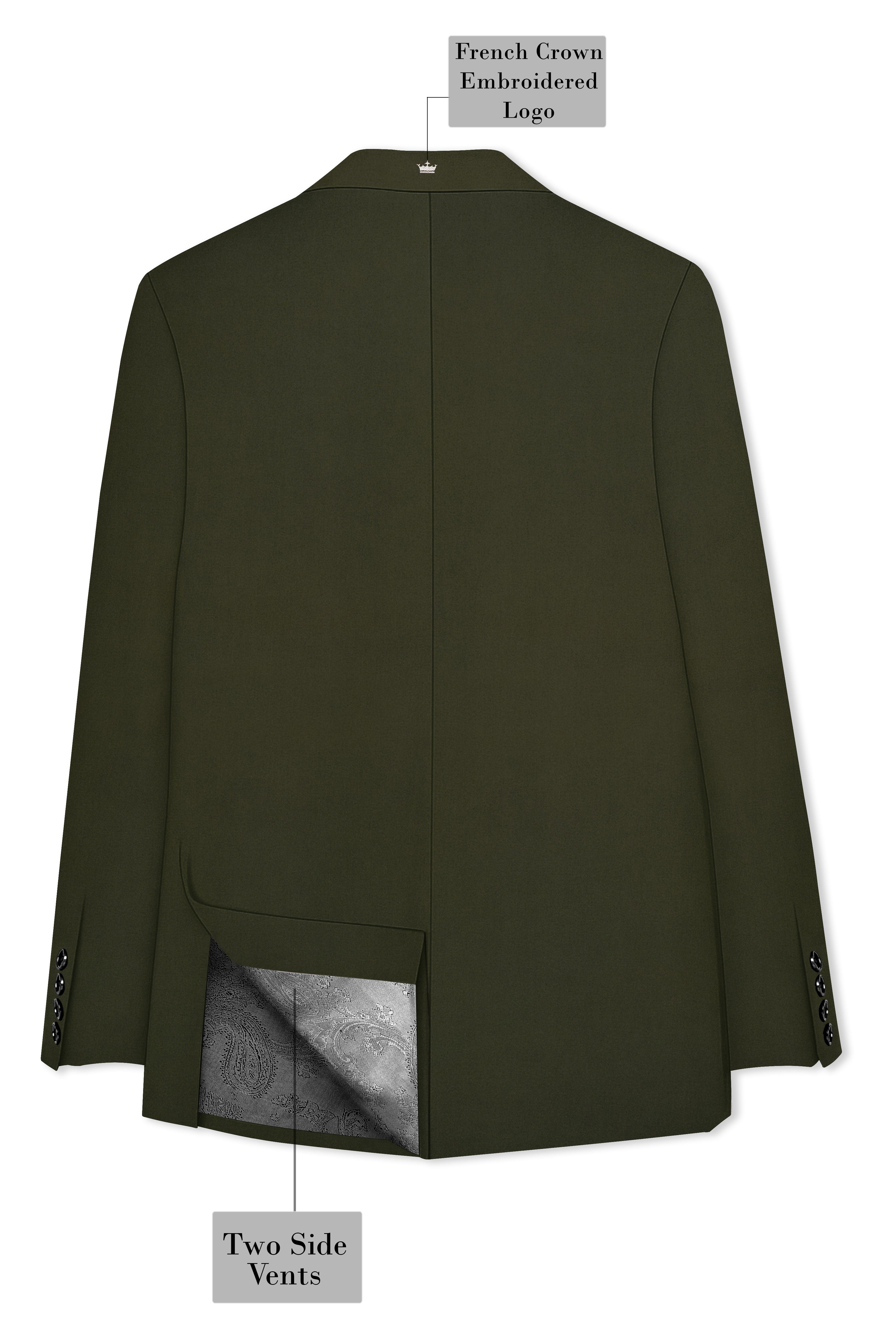 Verdaro-Zeus Green Solid Premium Cotton Double Breasted Suit