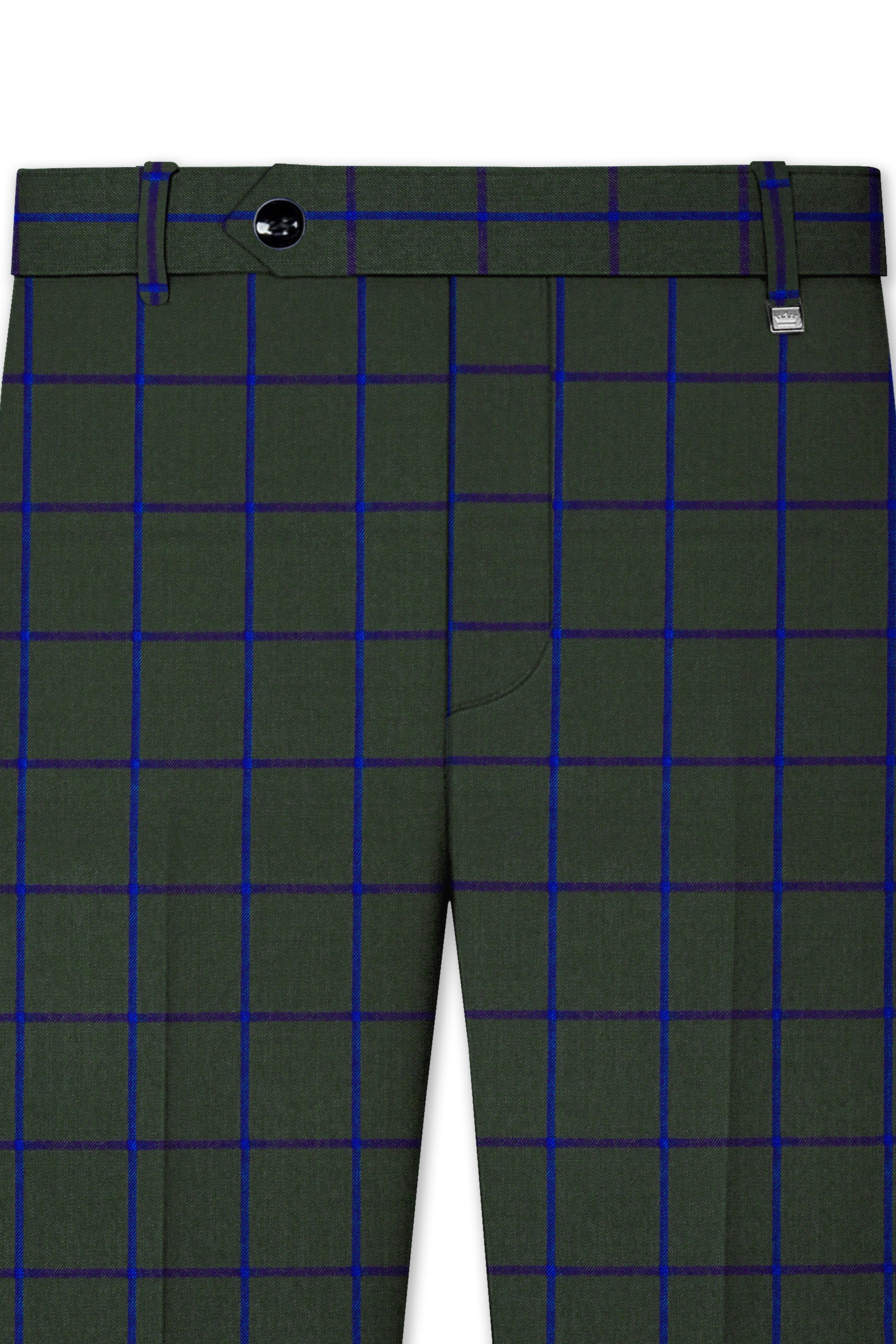 Virenzor-Thunder Green Windowpane Wool Rich Single Breasted Suit