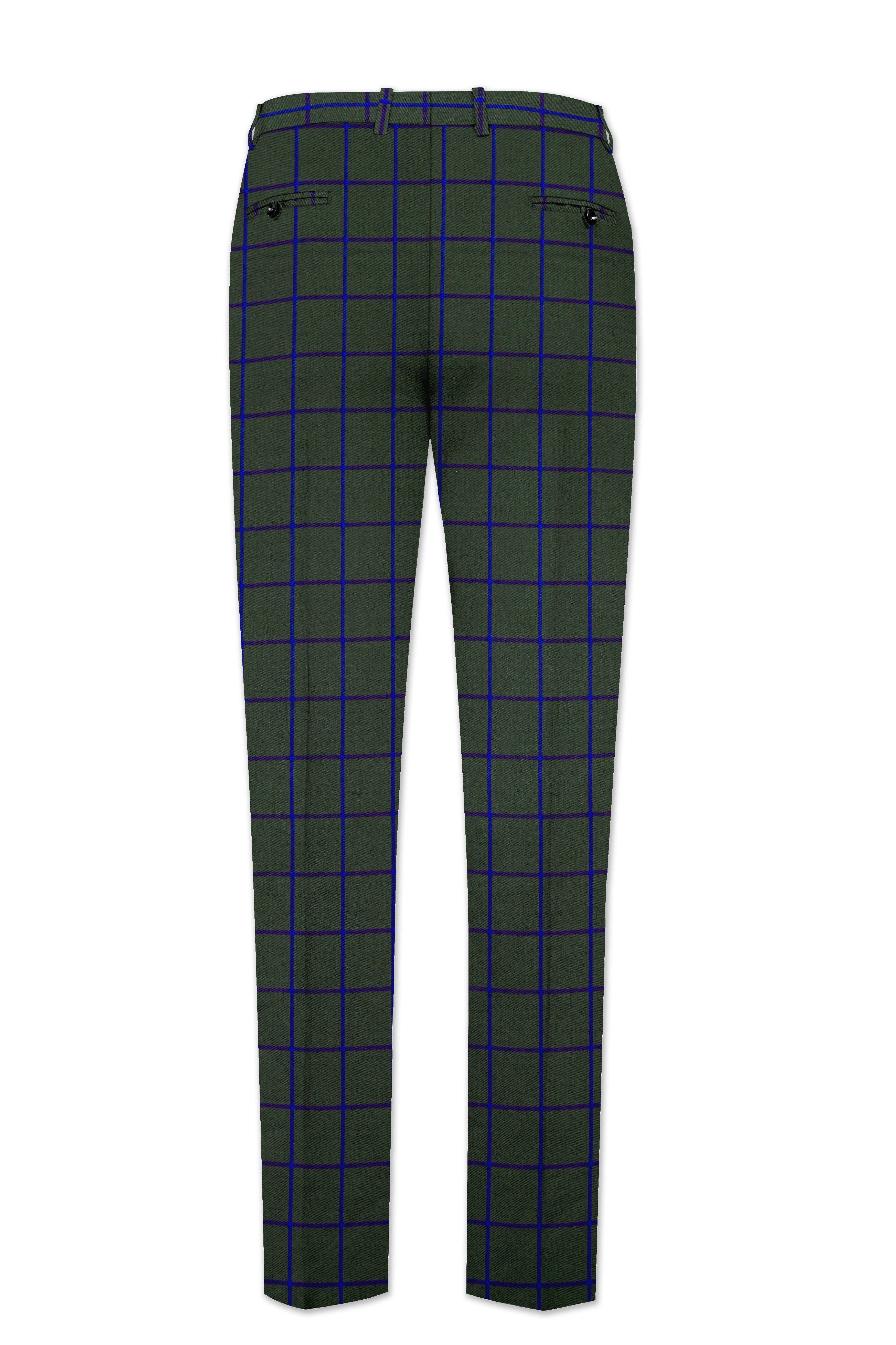 Virenzor-Thunder Green Windowpane Wool Rich Single Breasted Suit