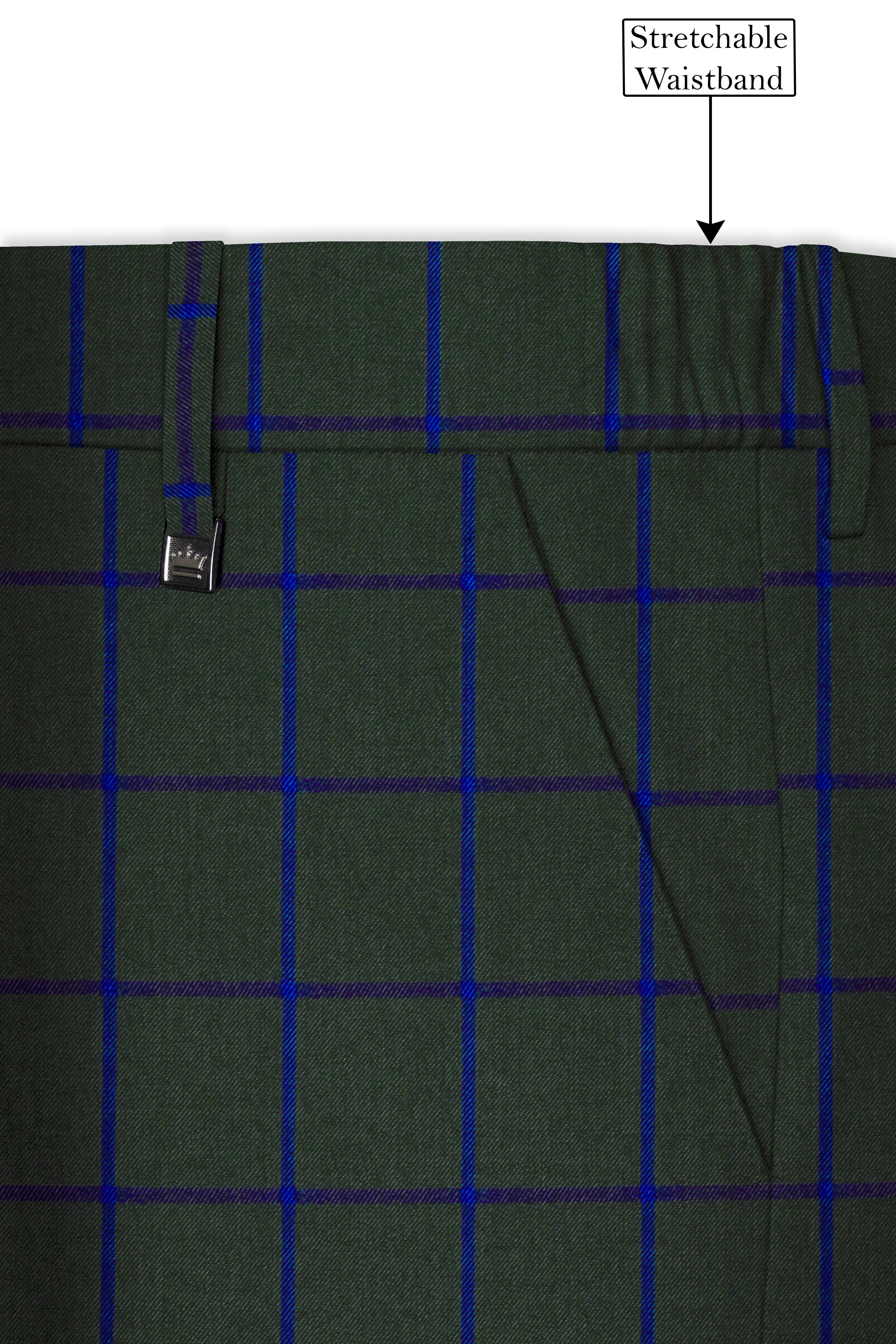 Virenzor-Thunder Green Windowpane Wool Rich Single Breasted Suit