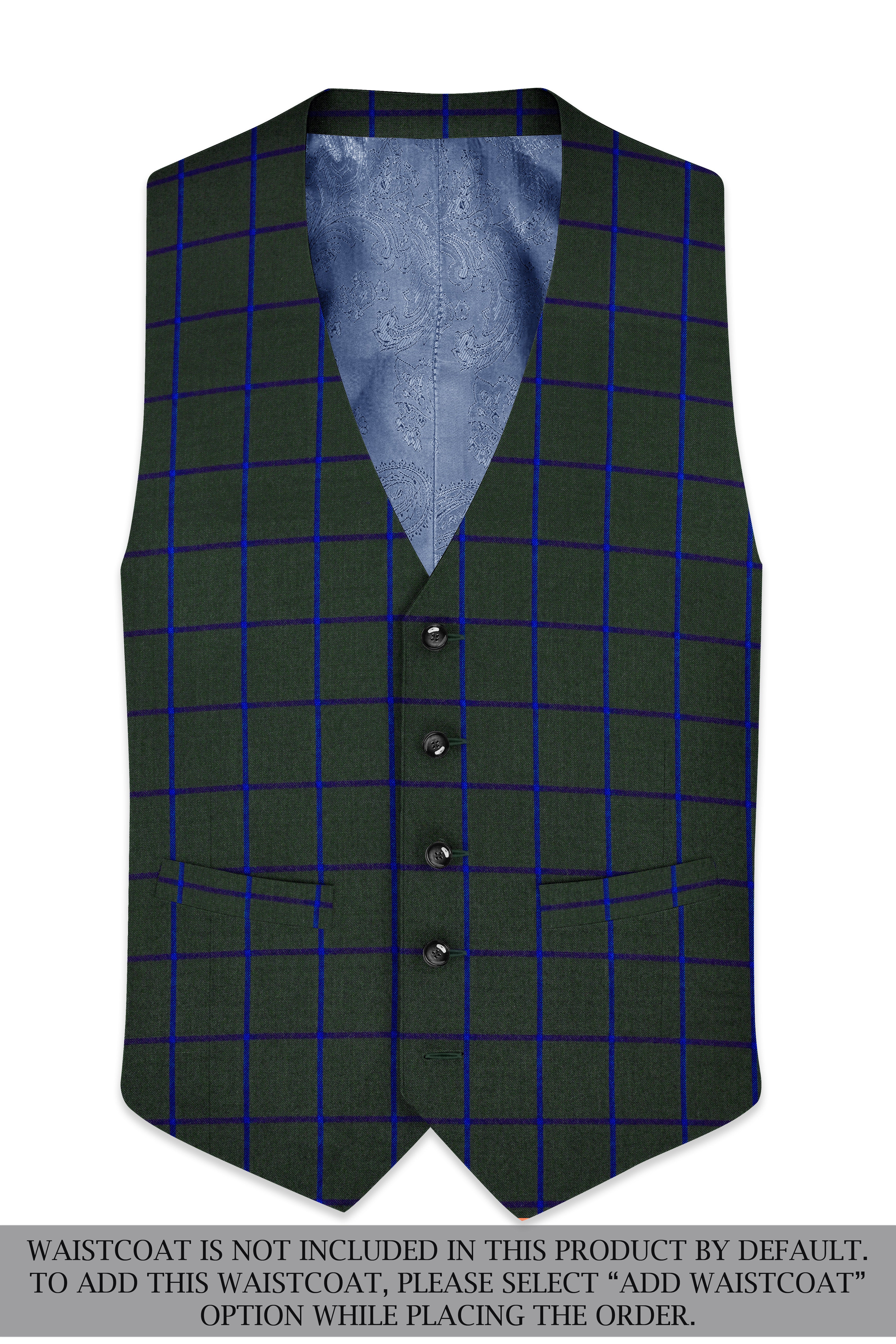 Virenzor-Thunder Green Windowpane Wool Rich Single Breasted Suit