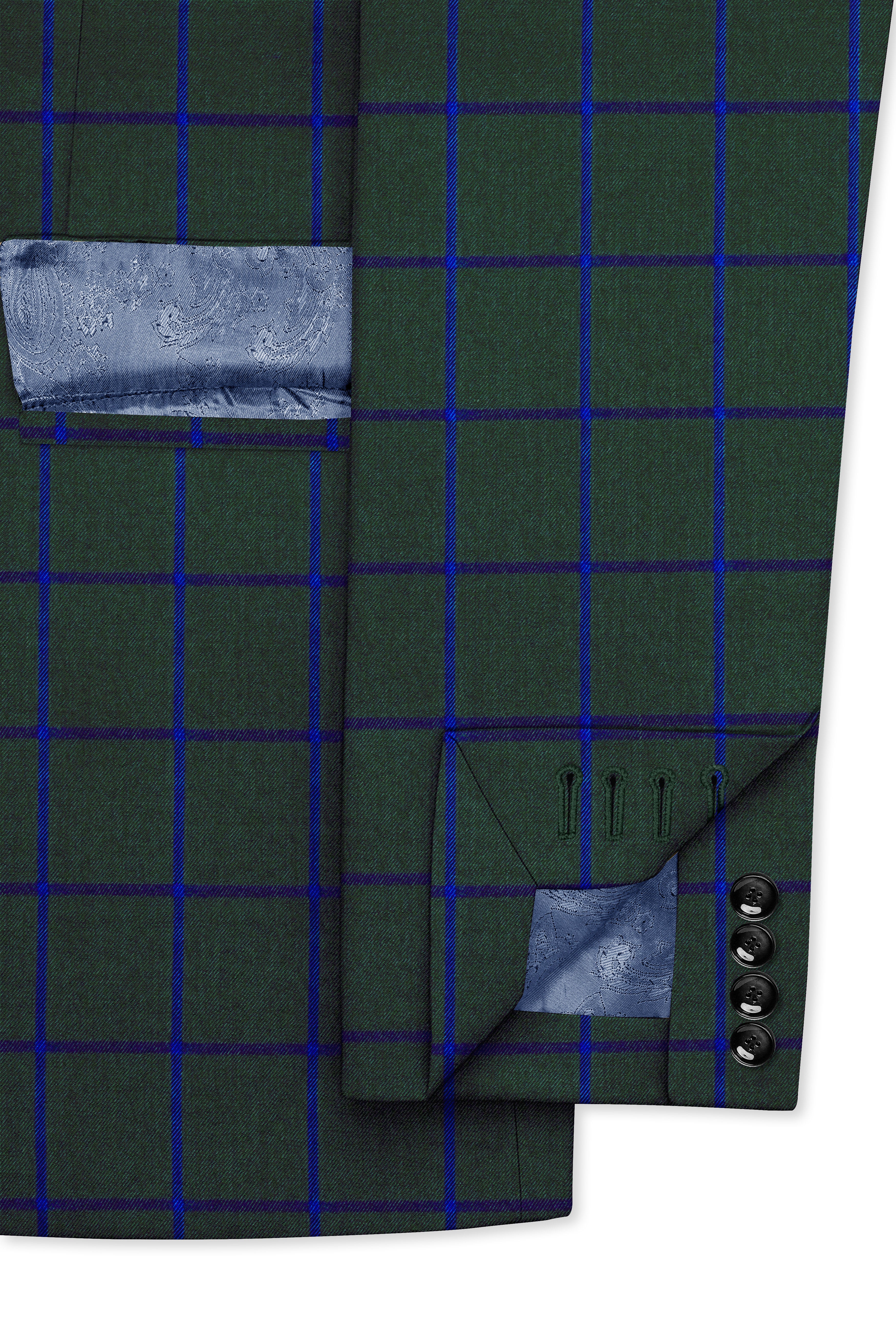 Virenzor-Thunder Green Windowpane Wool Rich Single Breasted Suit