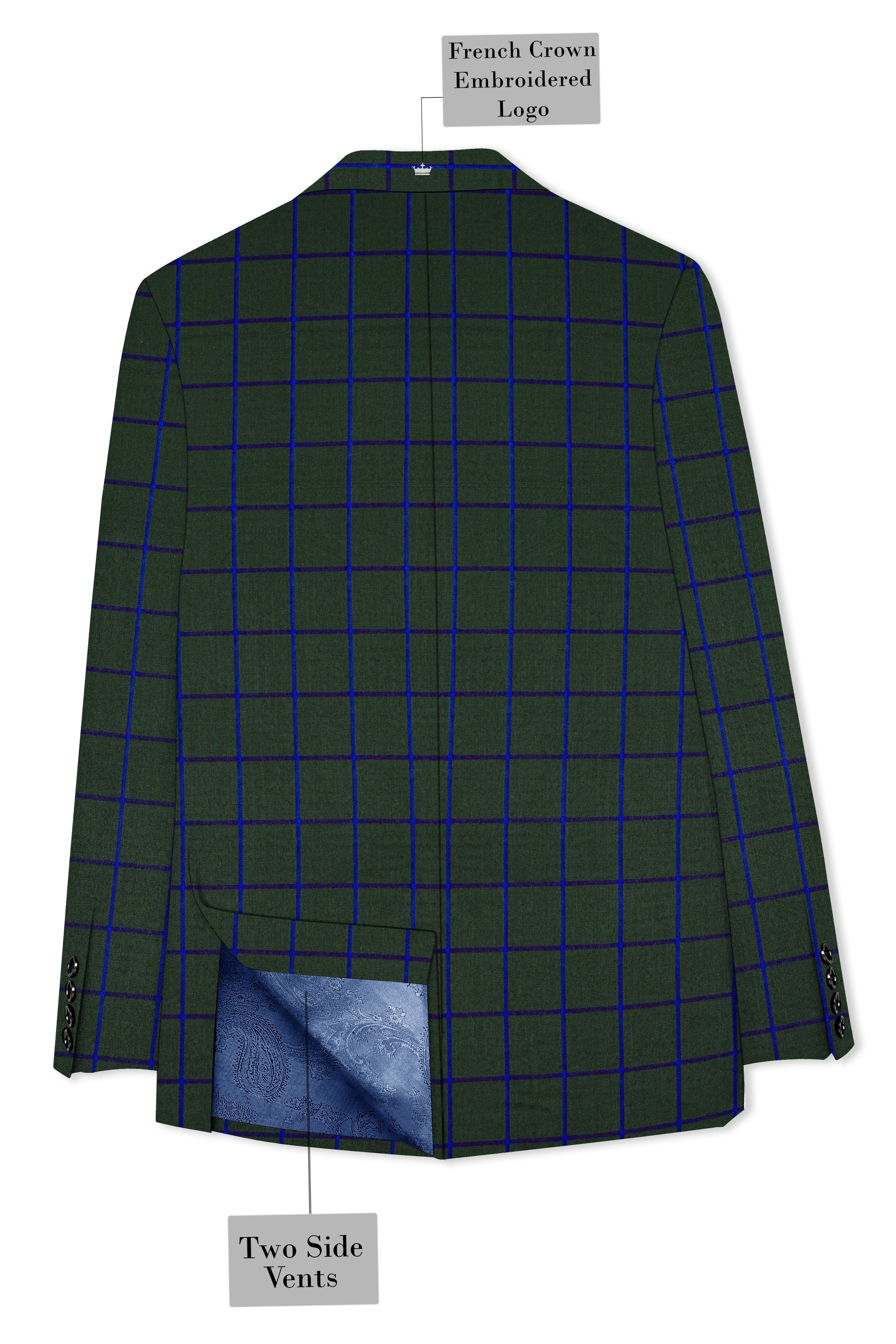Virenzor-Thunder Green Windowpane Wool Rich Single Breasted Suit