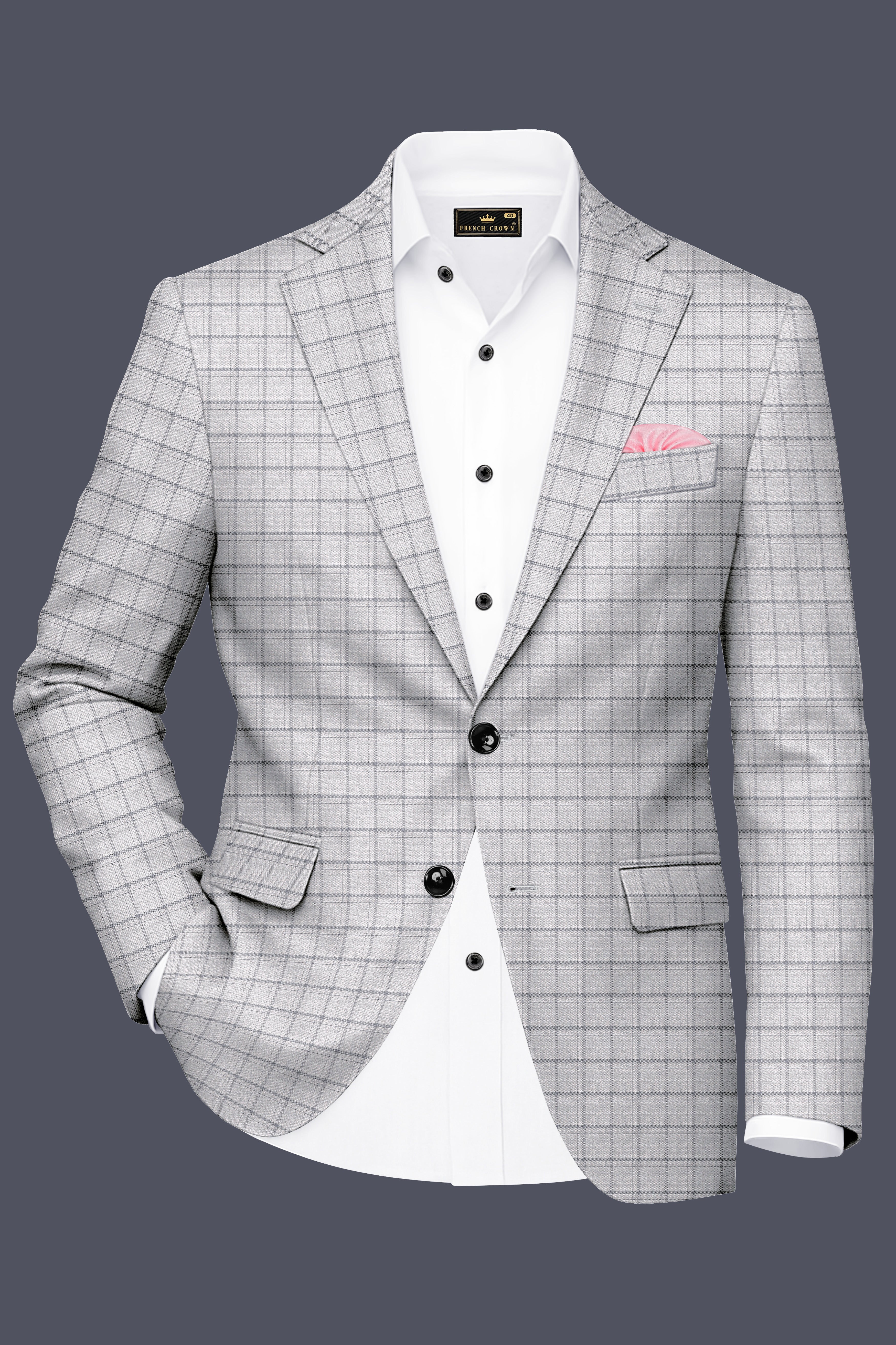 Cinerro-Mercury Gray Plaid Wool Rich Single Breasted Suit