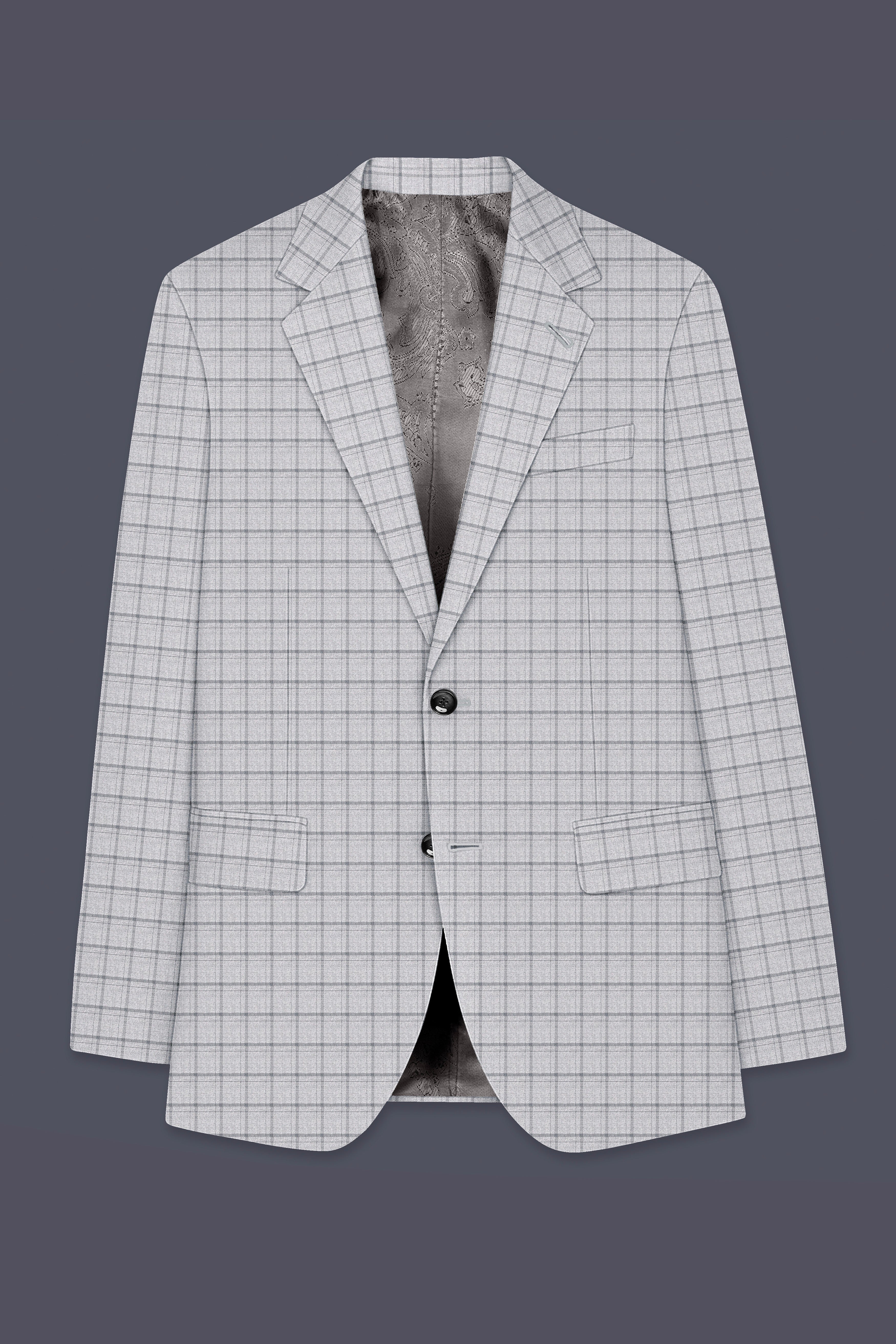 Cinerro-Mercury Gray Plaid Wool Rich Single Breasted Suit