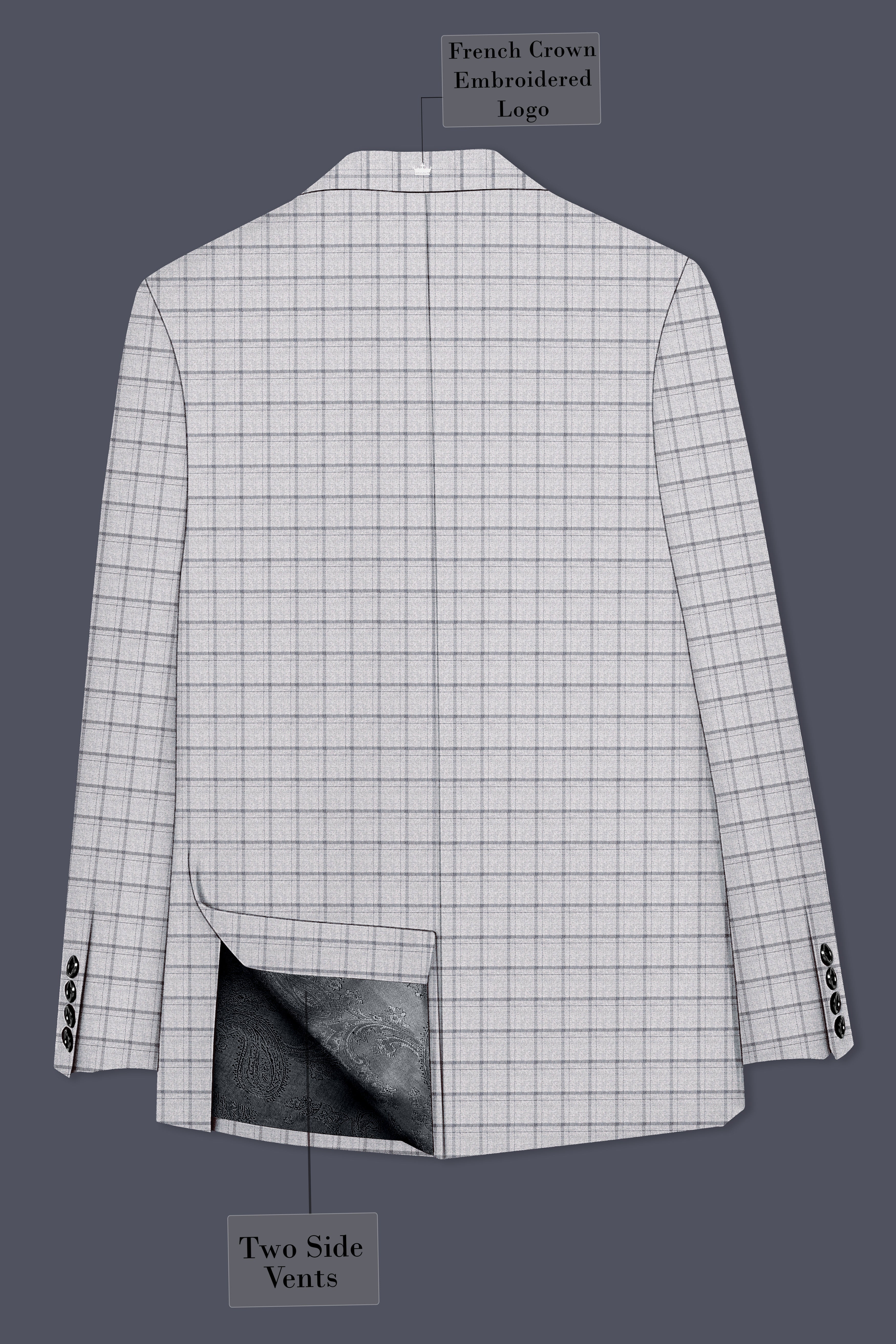 Cinerro-Mercury Gray Plaid Wool Rich Single Breasted Suit