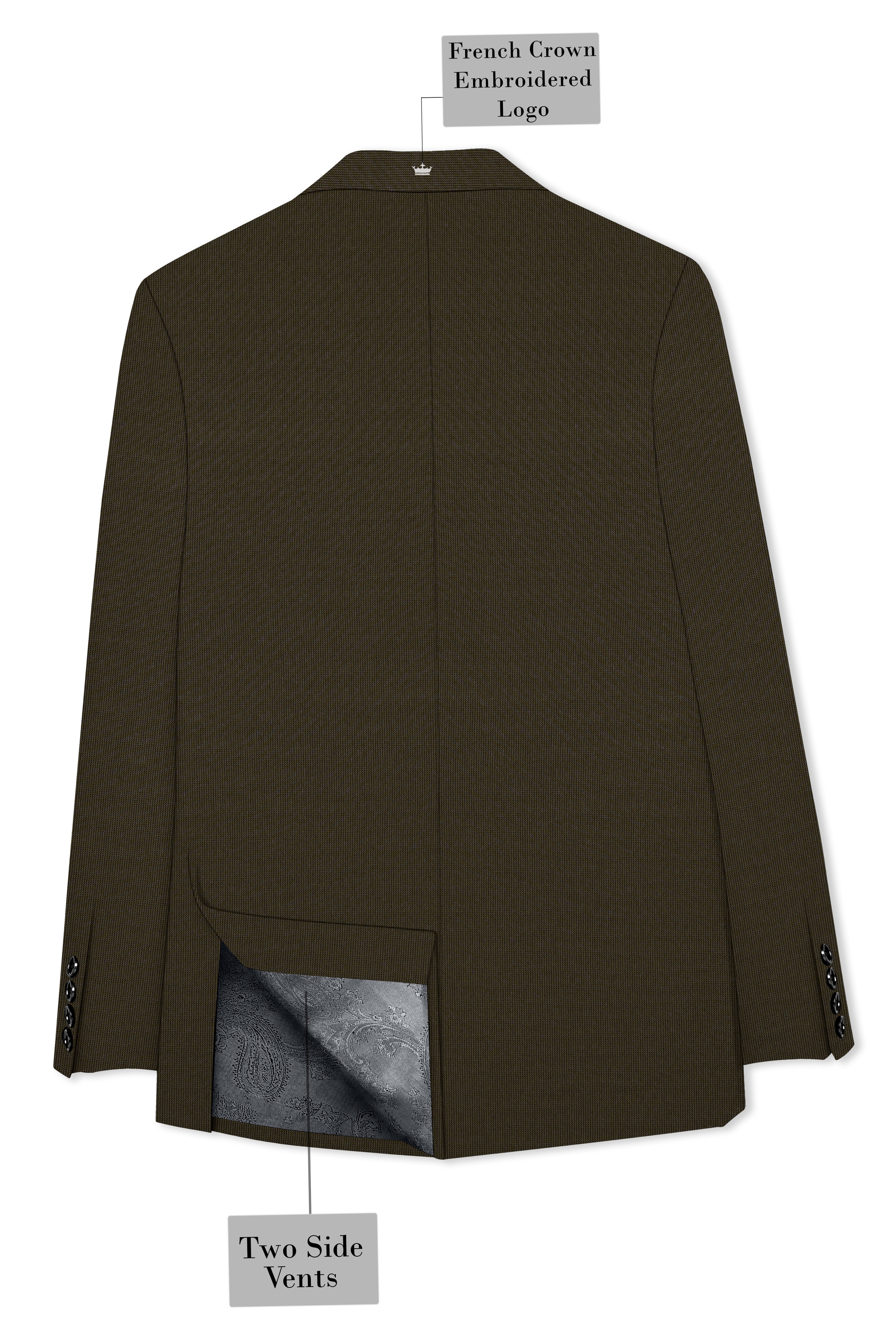 Terravo-Eternity Brown Textured Wool Rich Single Breasted Suit