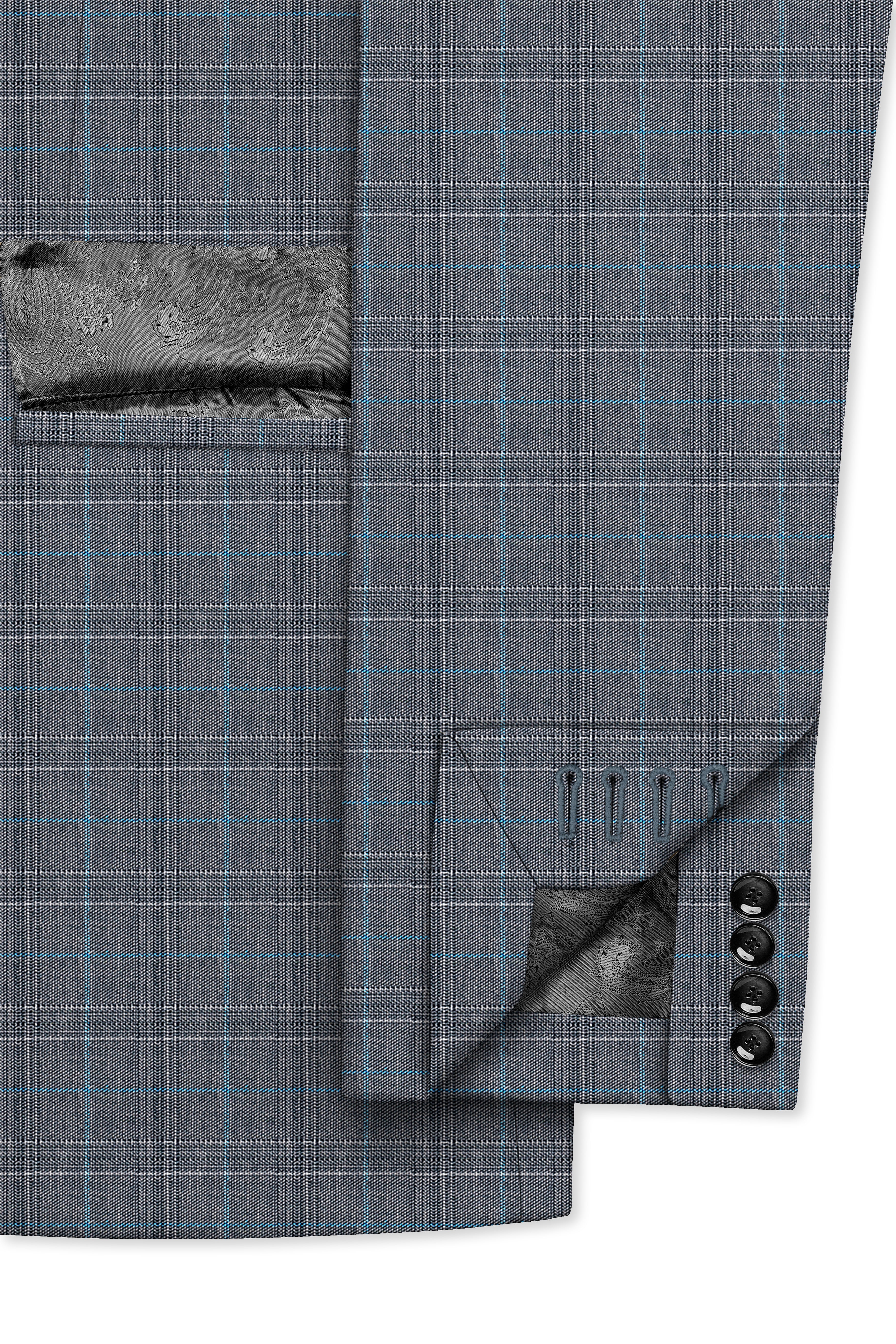 Plaivoro-Scarpa Gray Plaid Cotton Double Breasted Suit
