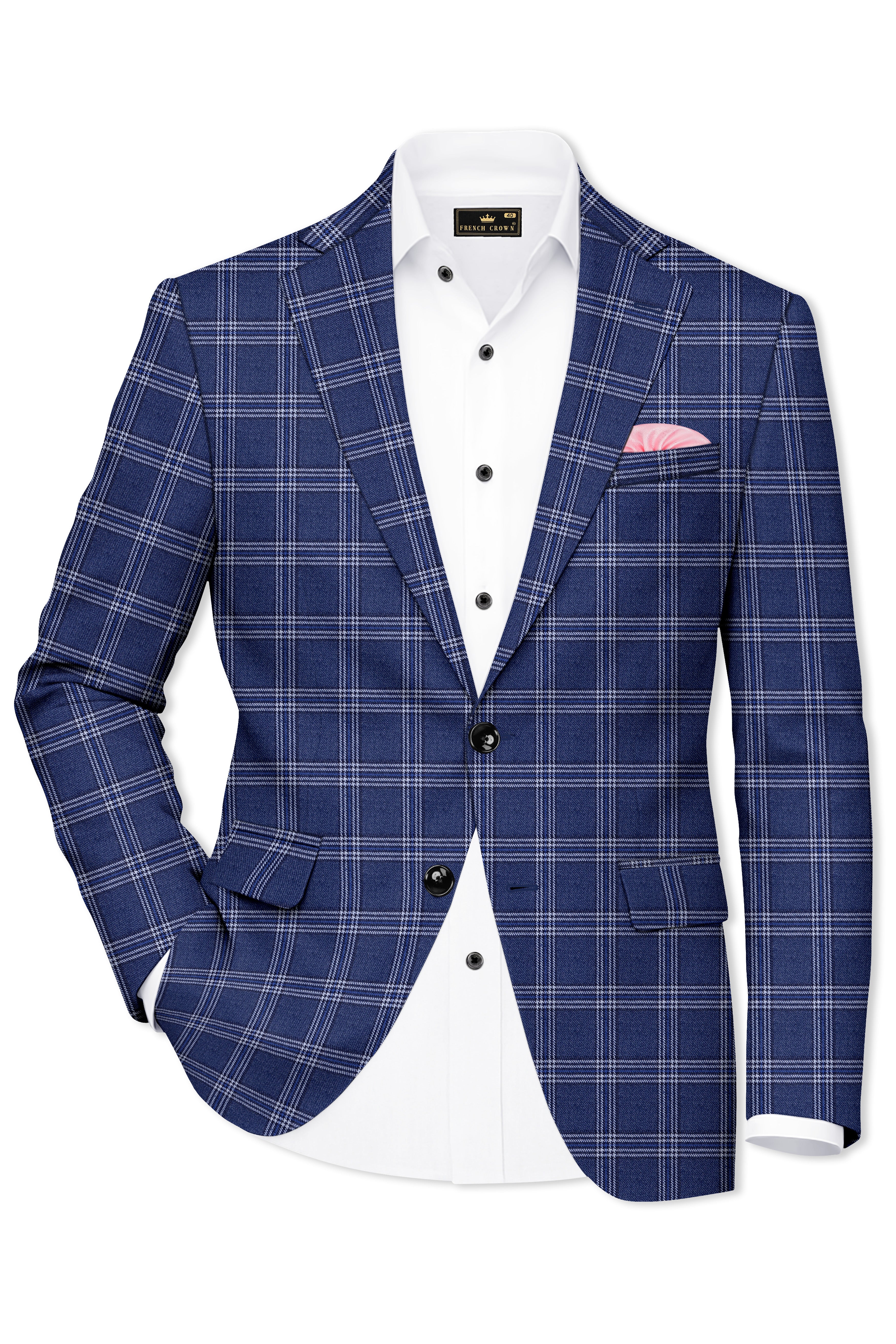 Azzivon-Biscay Blue Plaid Tweed Single Breasted Suit