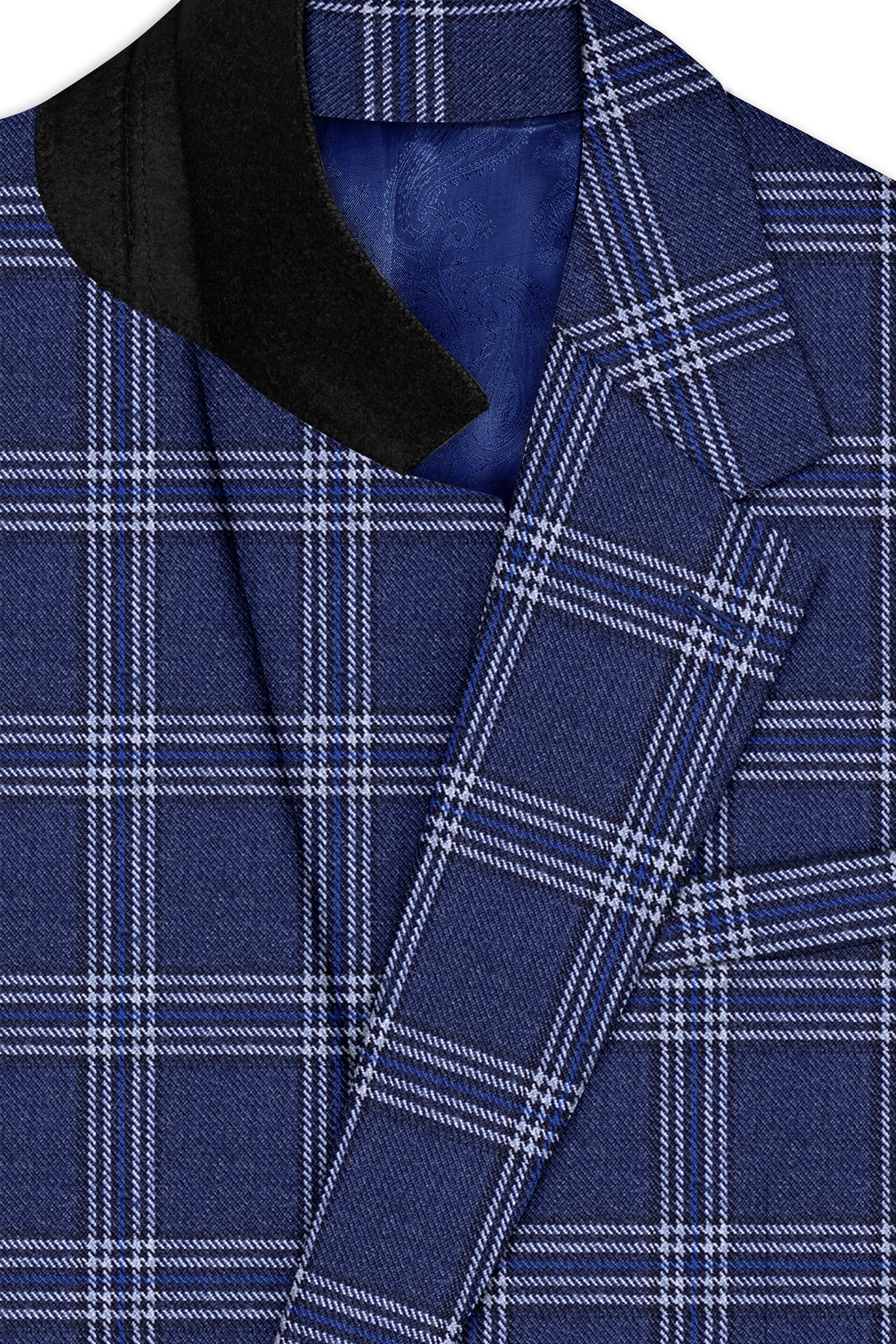 Azzivon-Biscay Blue Plaid Tweed Single Breasted Suit