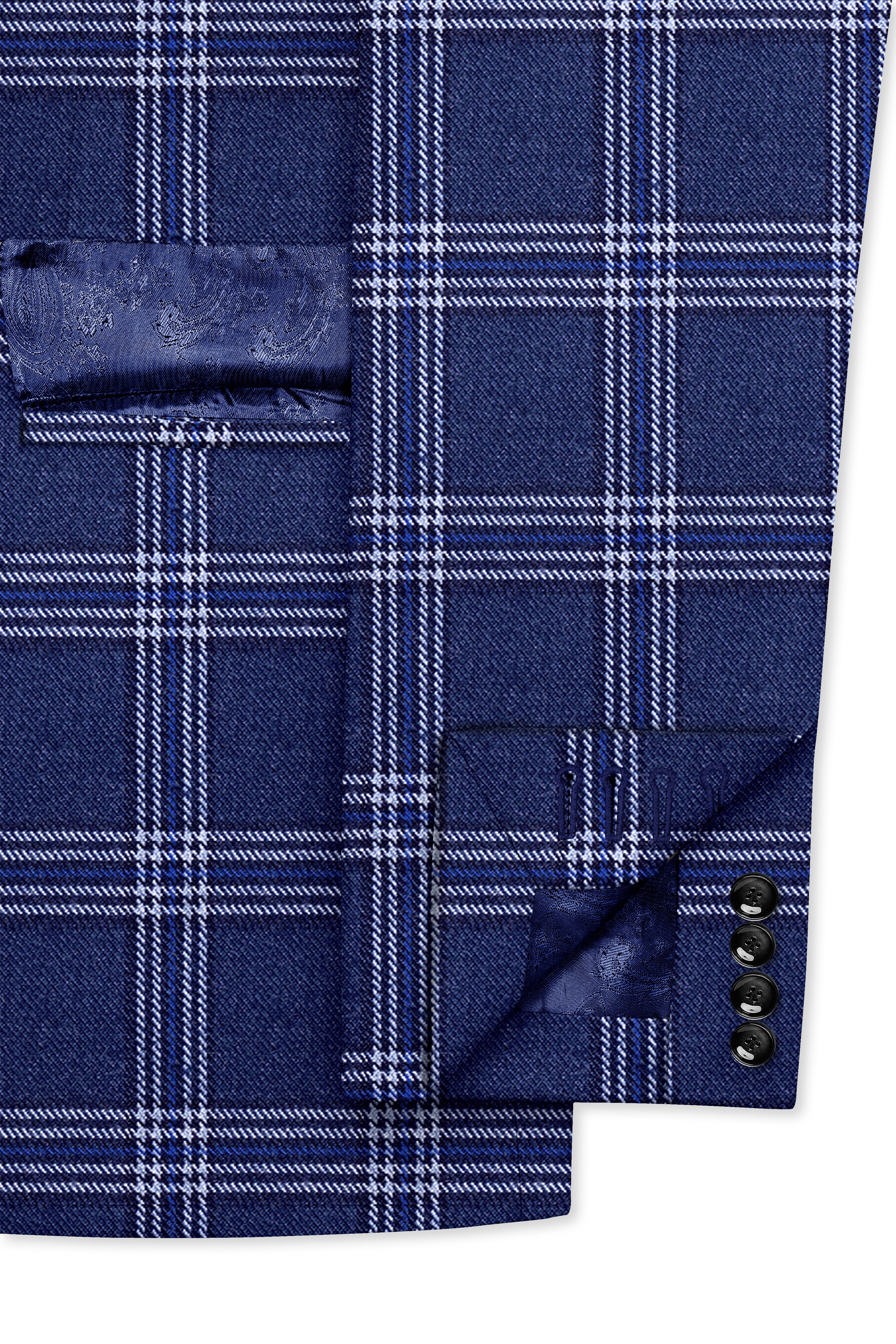 Azzivon-Biscay Blue Plaid Tweed Single Breasted Suit