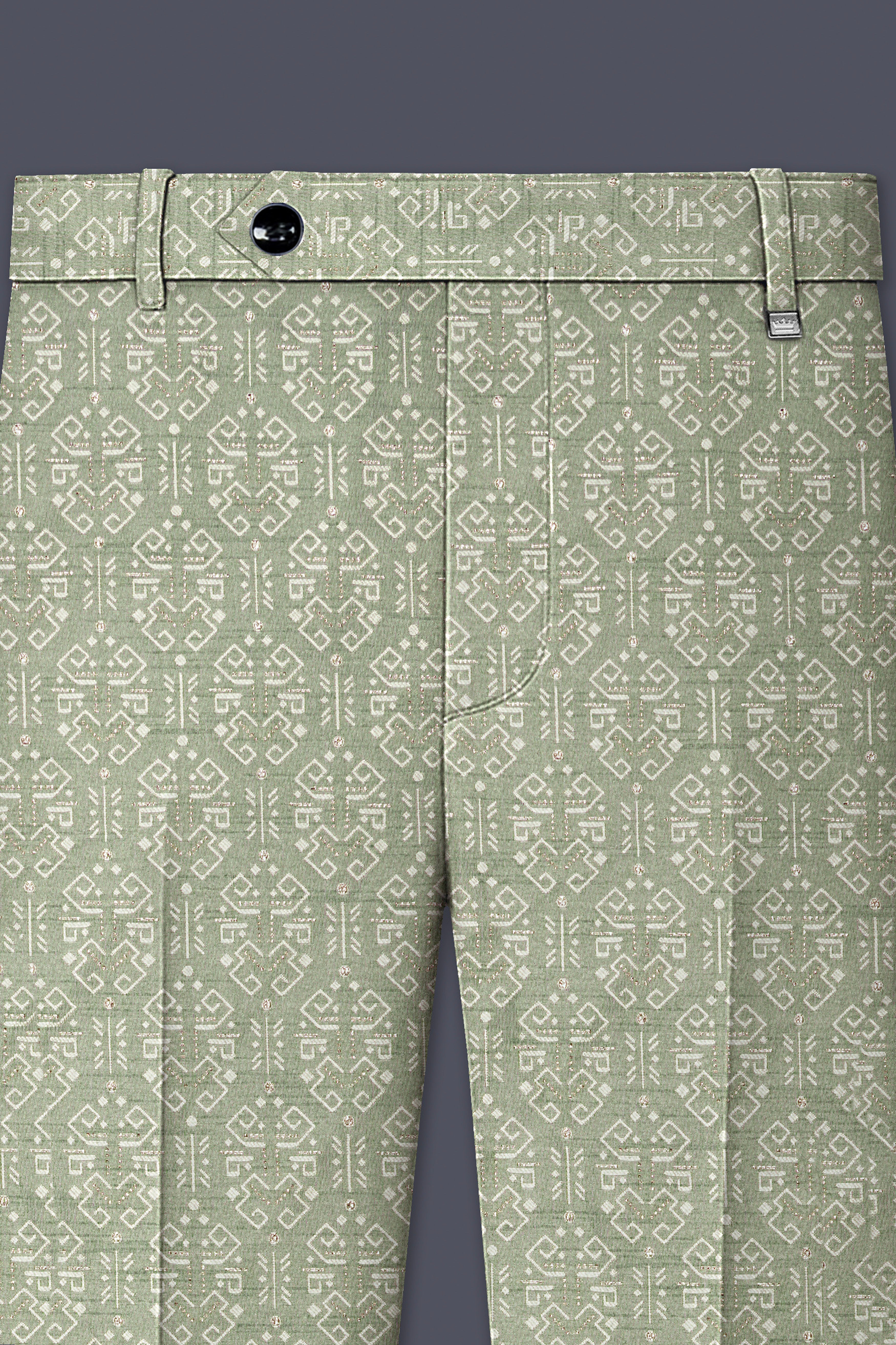 Verlino-Pumice Green and White Jacquard Textured Designer Tuxedo Suit