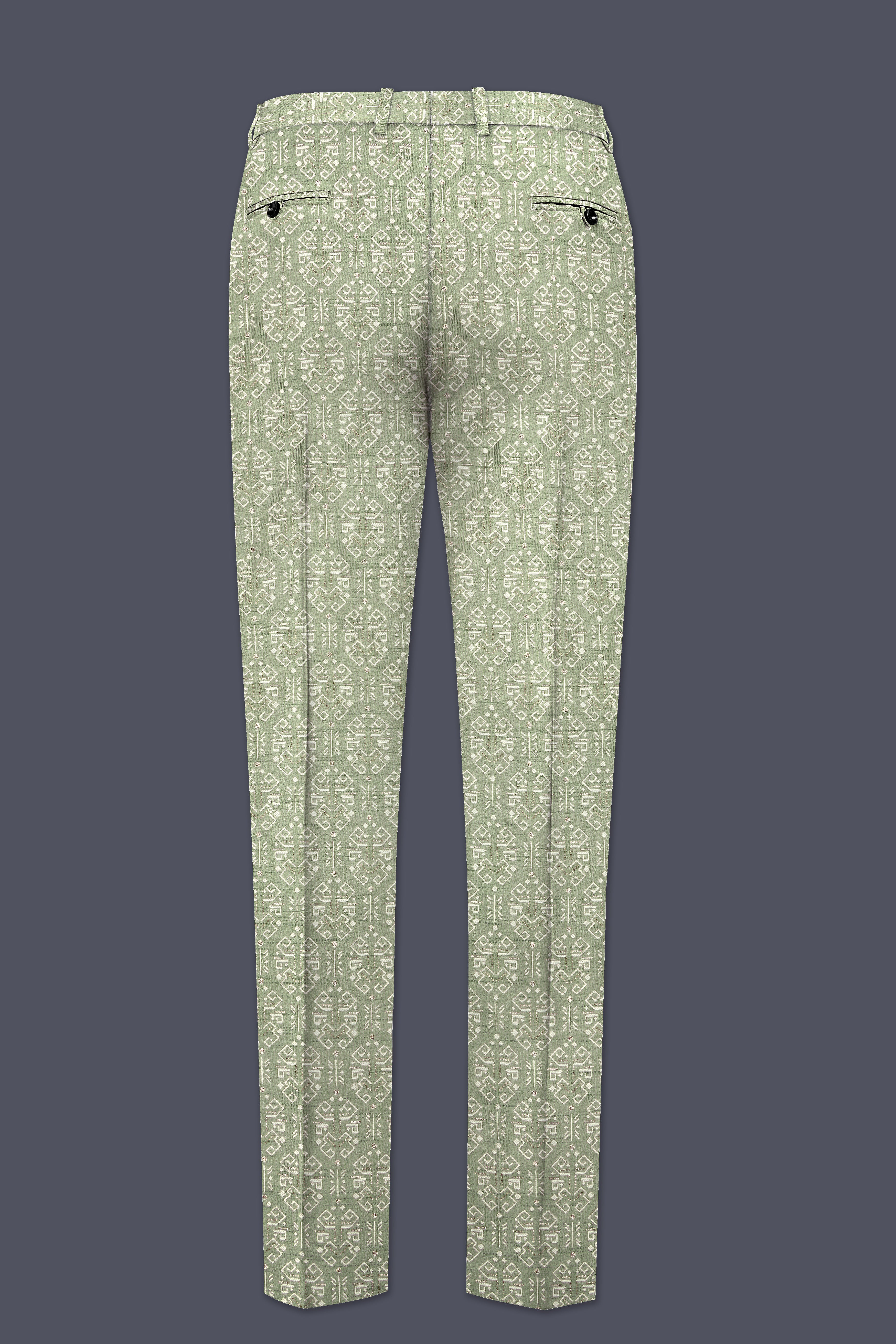 Verlino-Pumice Green and White Jacquard Textured Designer Tuxedo Suit