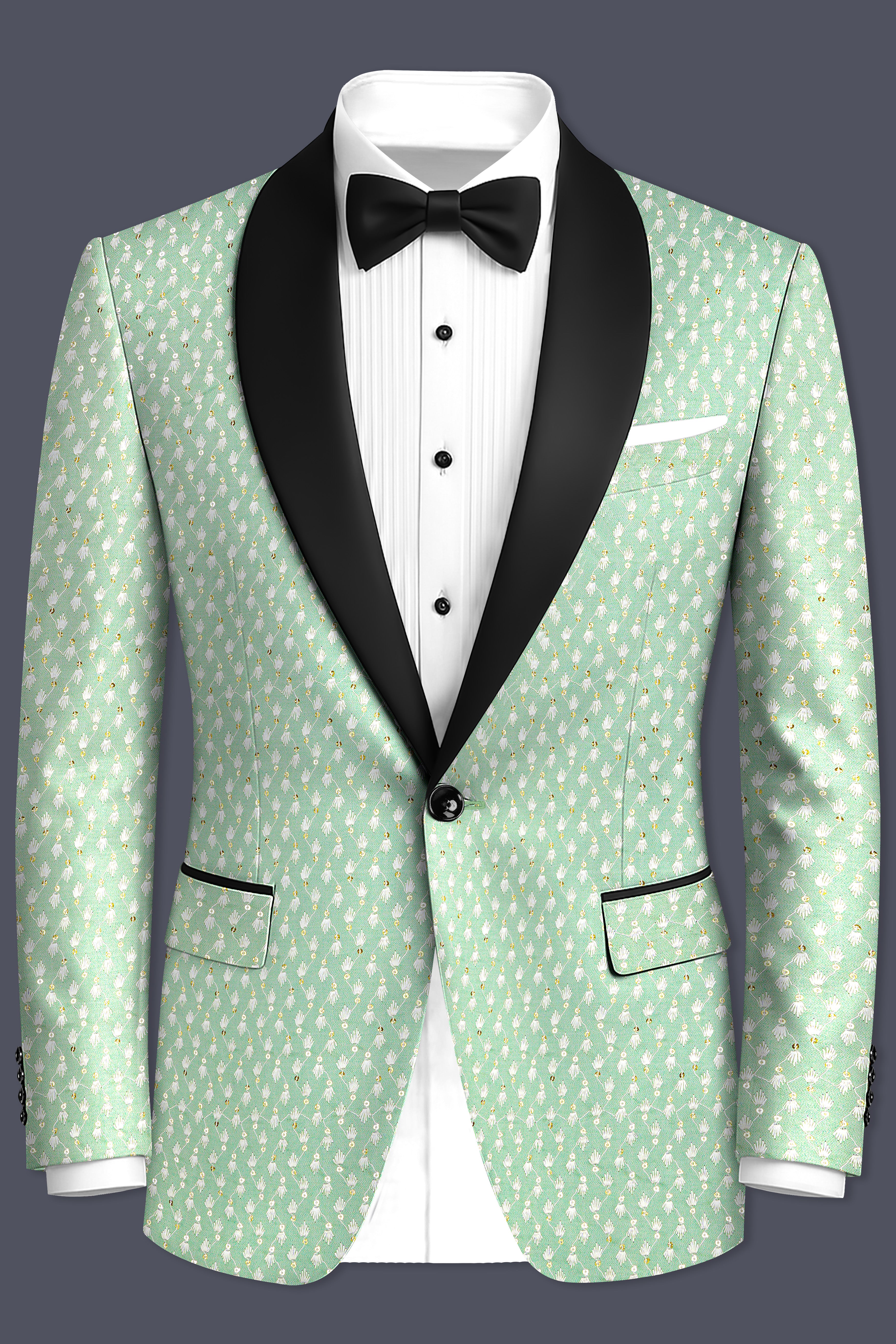 Veressa-Tasman Green Embroidered Viscose Designer Tuxedo Suit