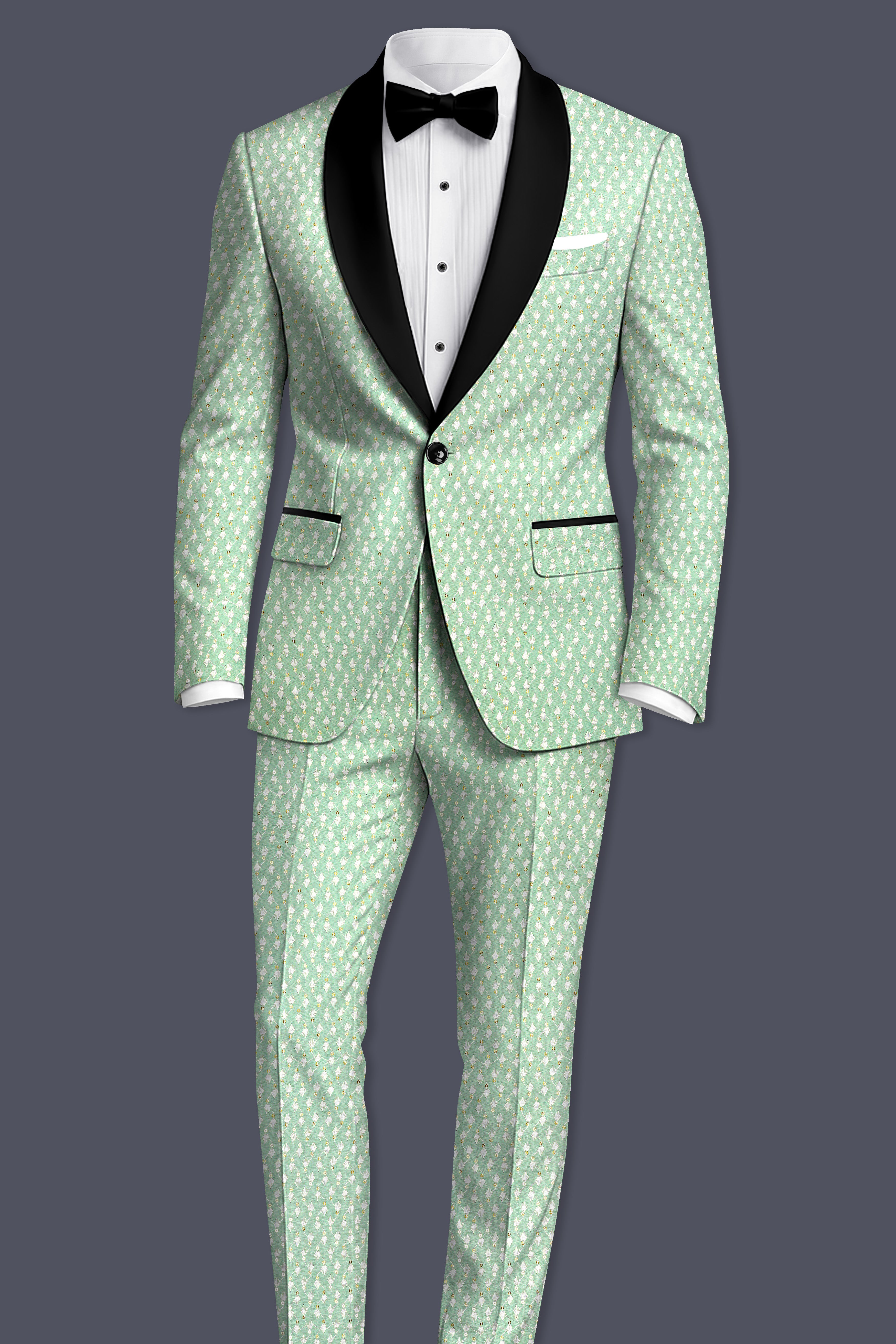 Veressa-Tasman Green Embroidered Viscose Designer Tuxedo Suit