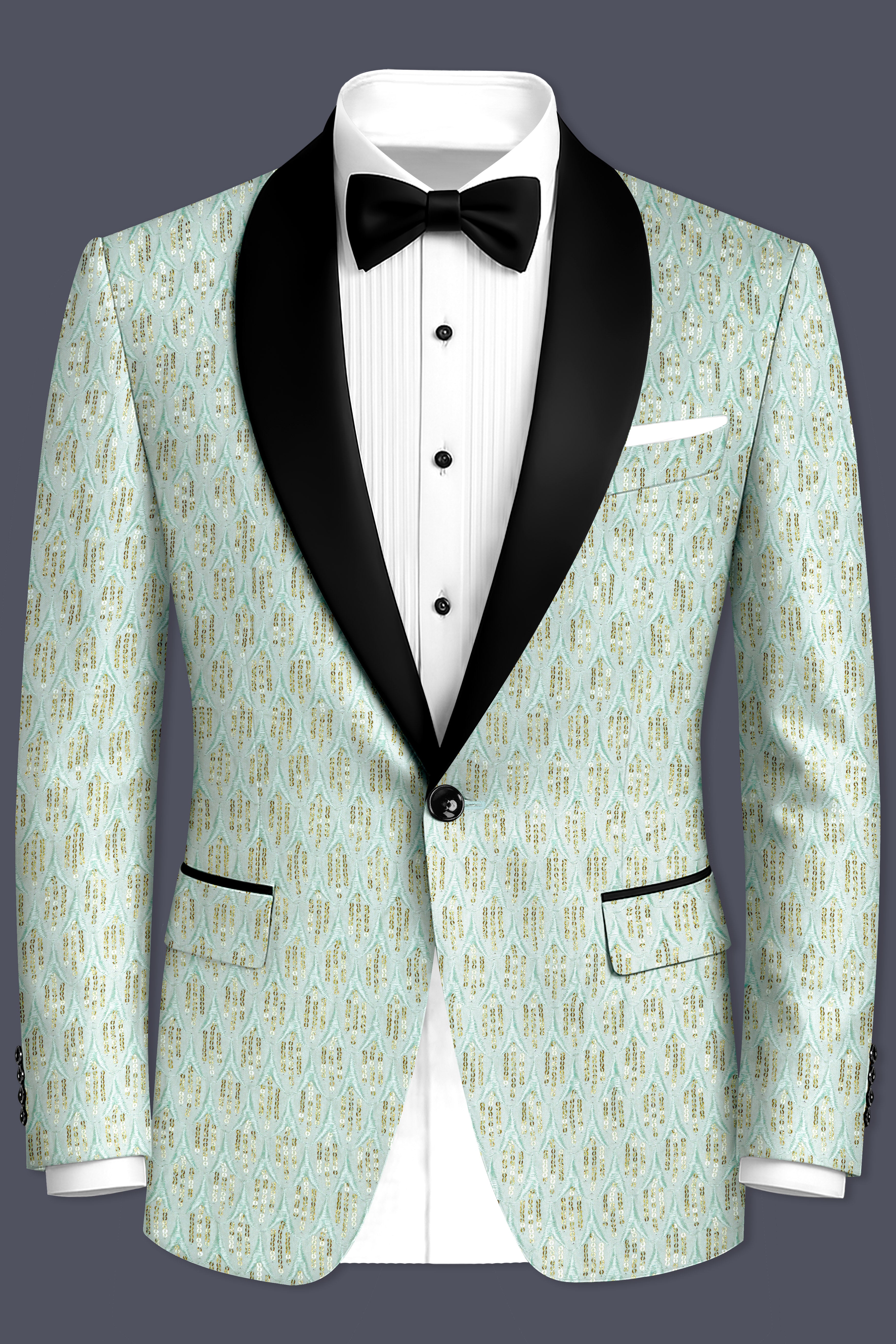 Tikkara-Edgewater Green Viscose Embroidered with Tikki Work Designer Suit