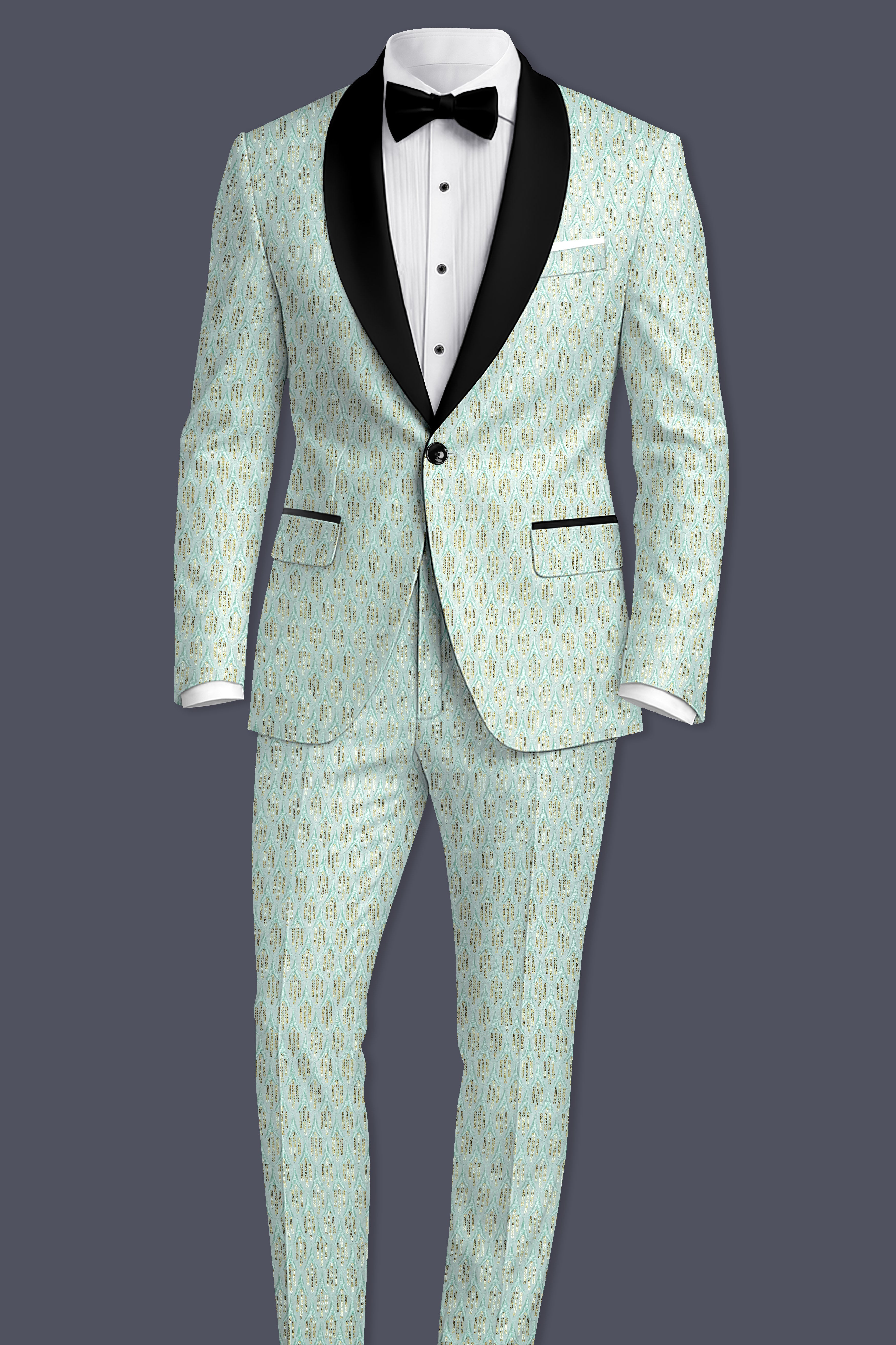 Tikkara-Edgewater Green Viscose Embroidered with Tikki Work Designer Suit