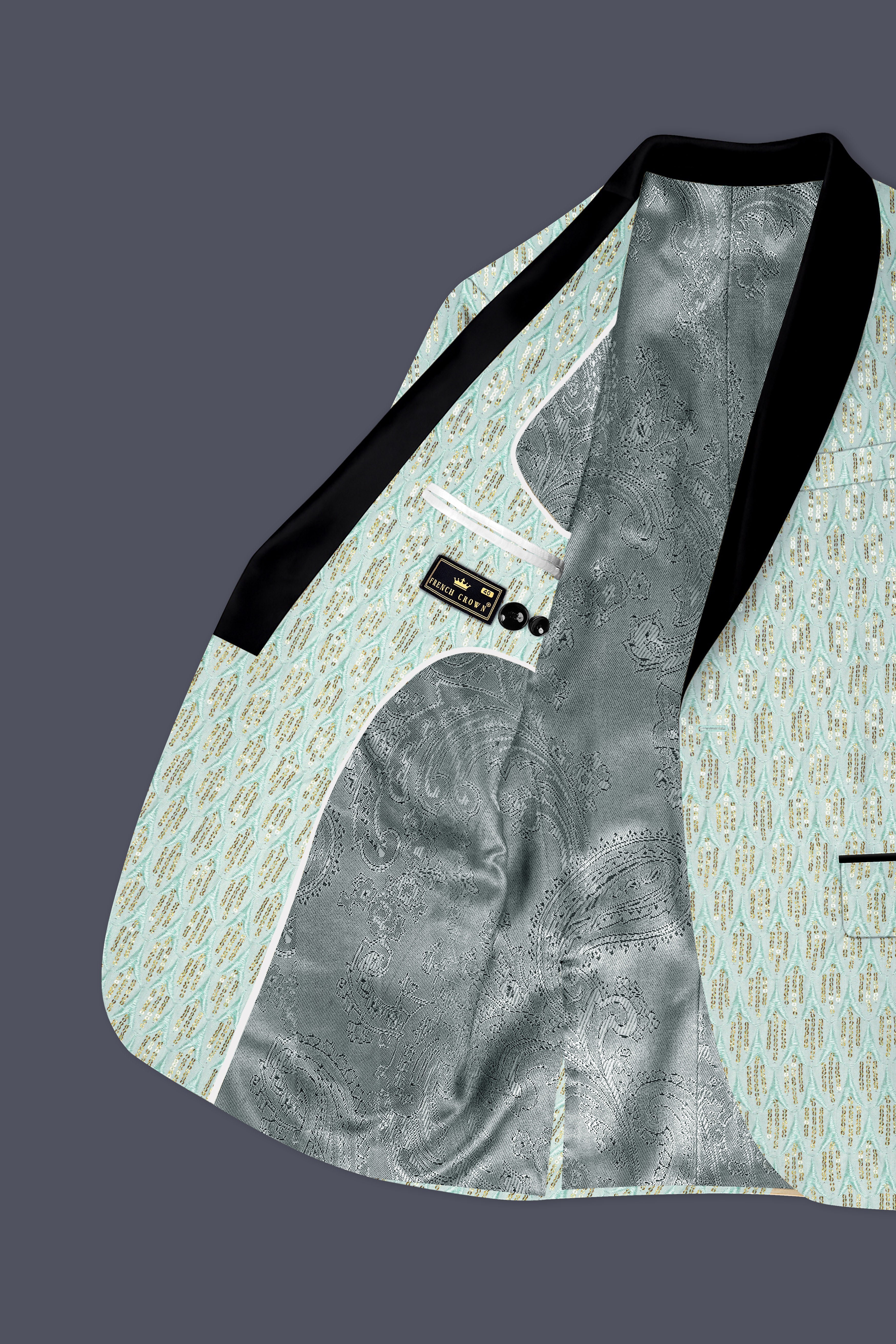 Tikkara-Edgewater Green Viscose Embroidered with Tikki Work Designer Suit