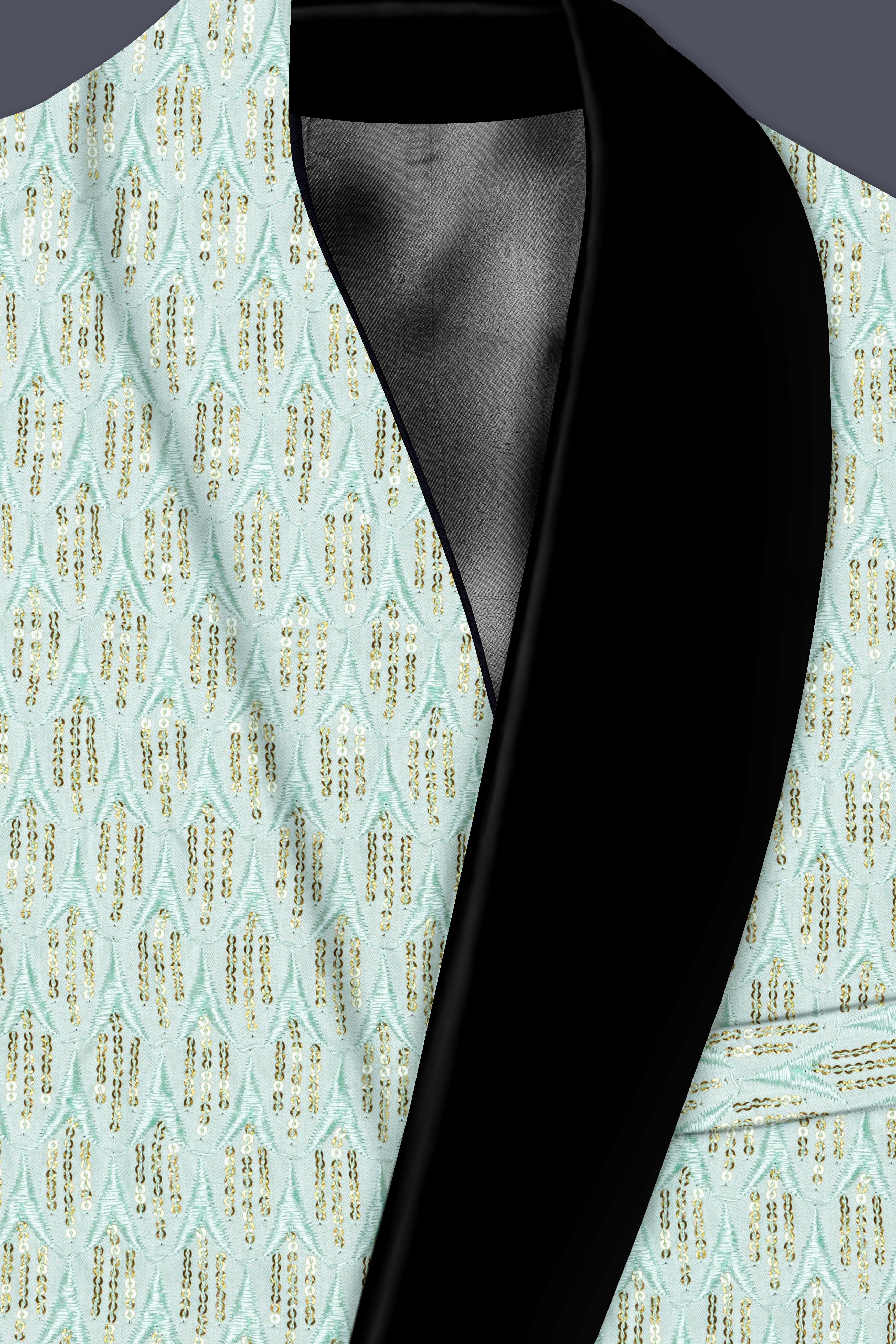Tikkara-Edgewater Green Viscose Embroidered with Tikki Work Designer Suit