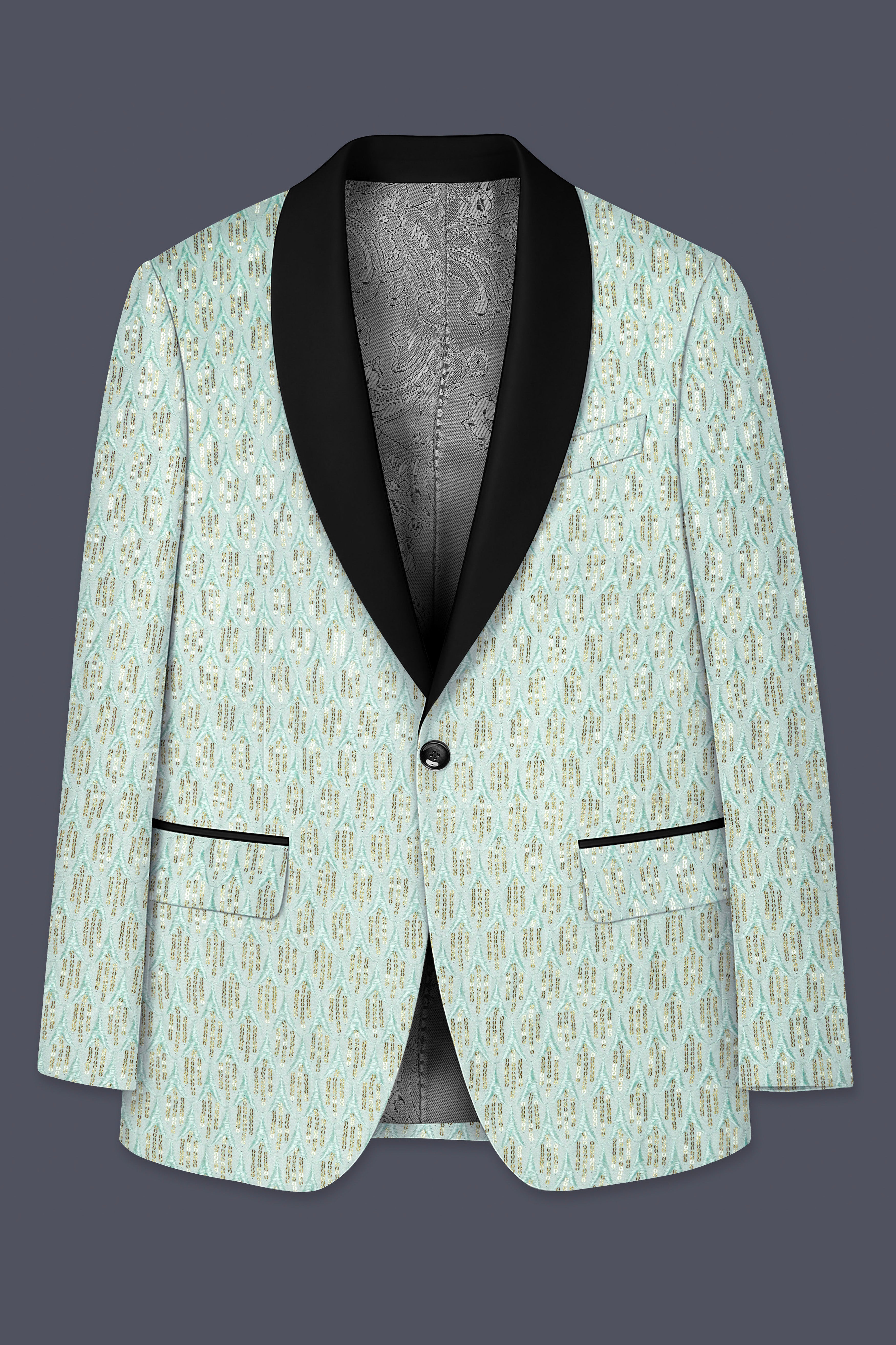 Tikkara-Edgewater Green Viscose Embroidered with Tikki Work Designer Suit