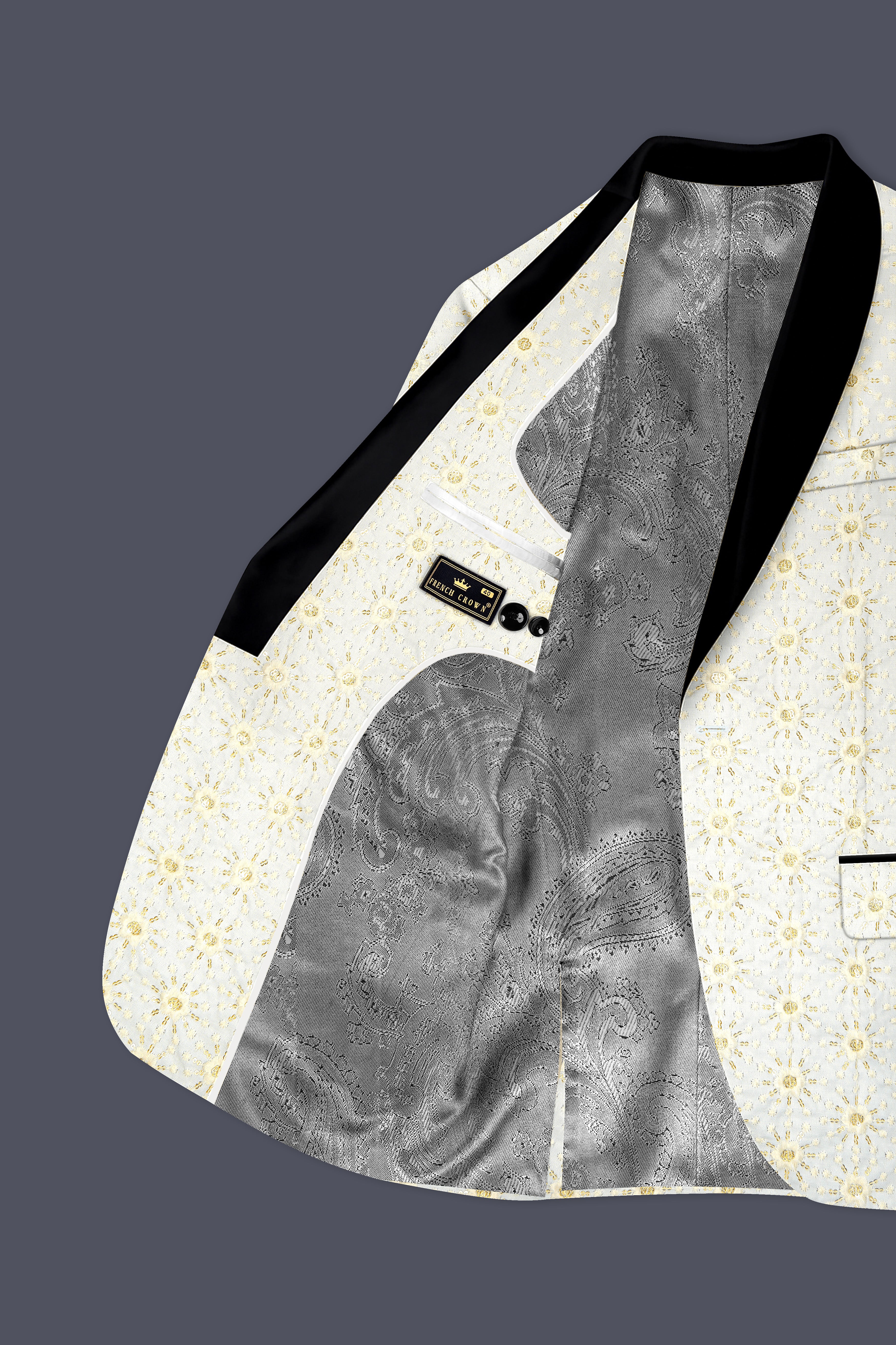 Viscara-Parchment Cream Embroidered Viscose Designer Suit
