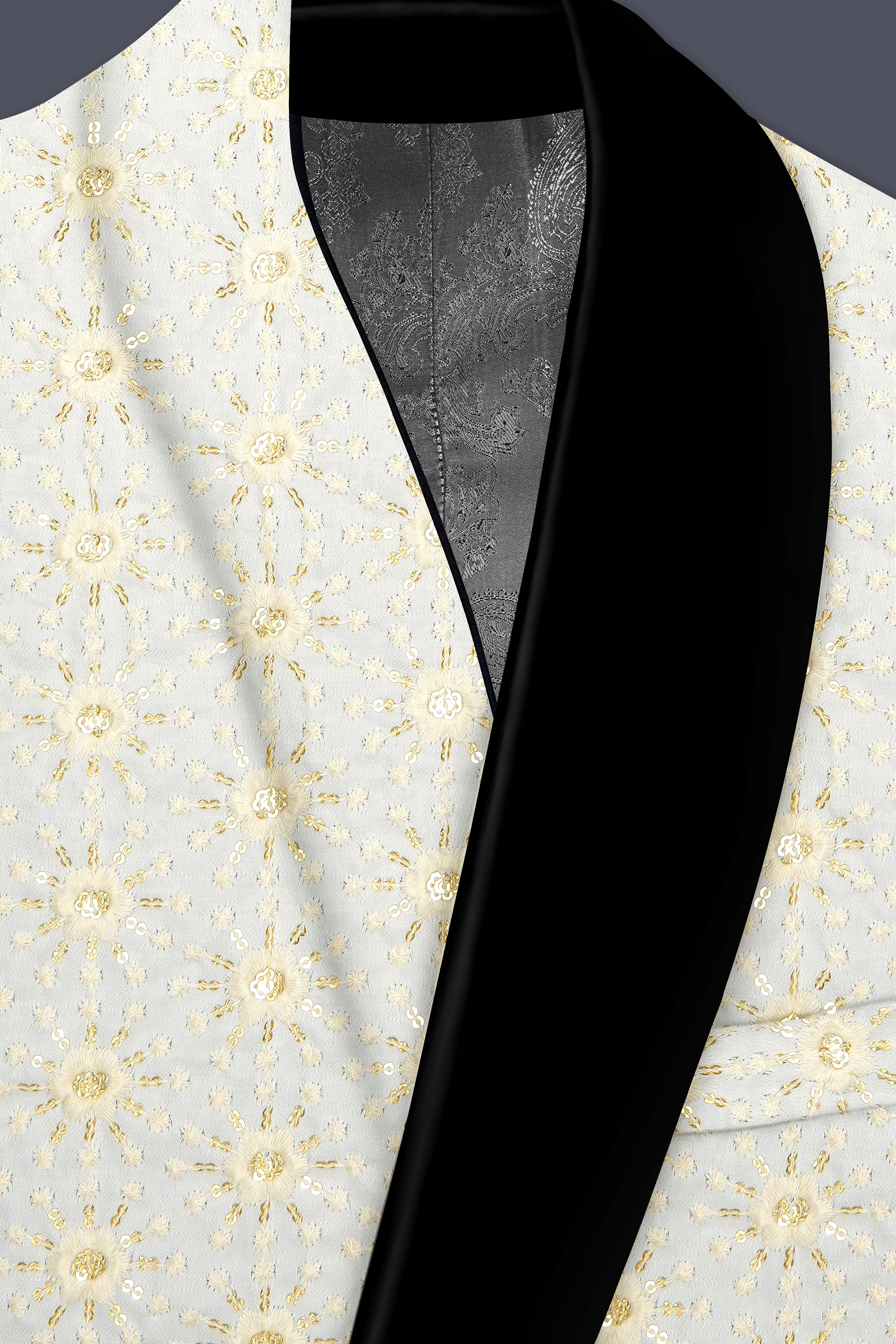 Viscara-Parchment Cream Embroidered Viscose Designer Suit