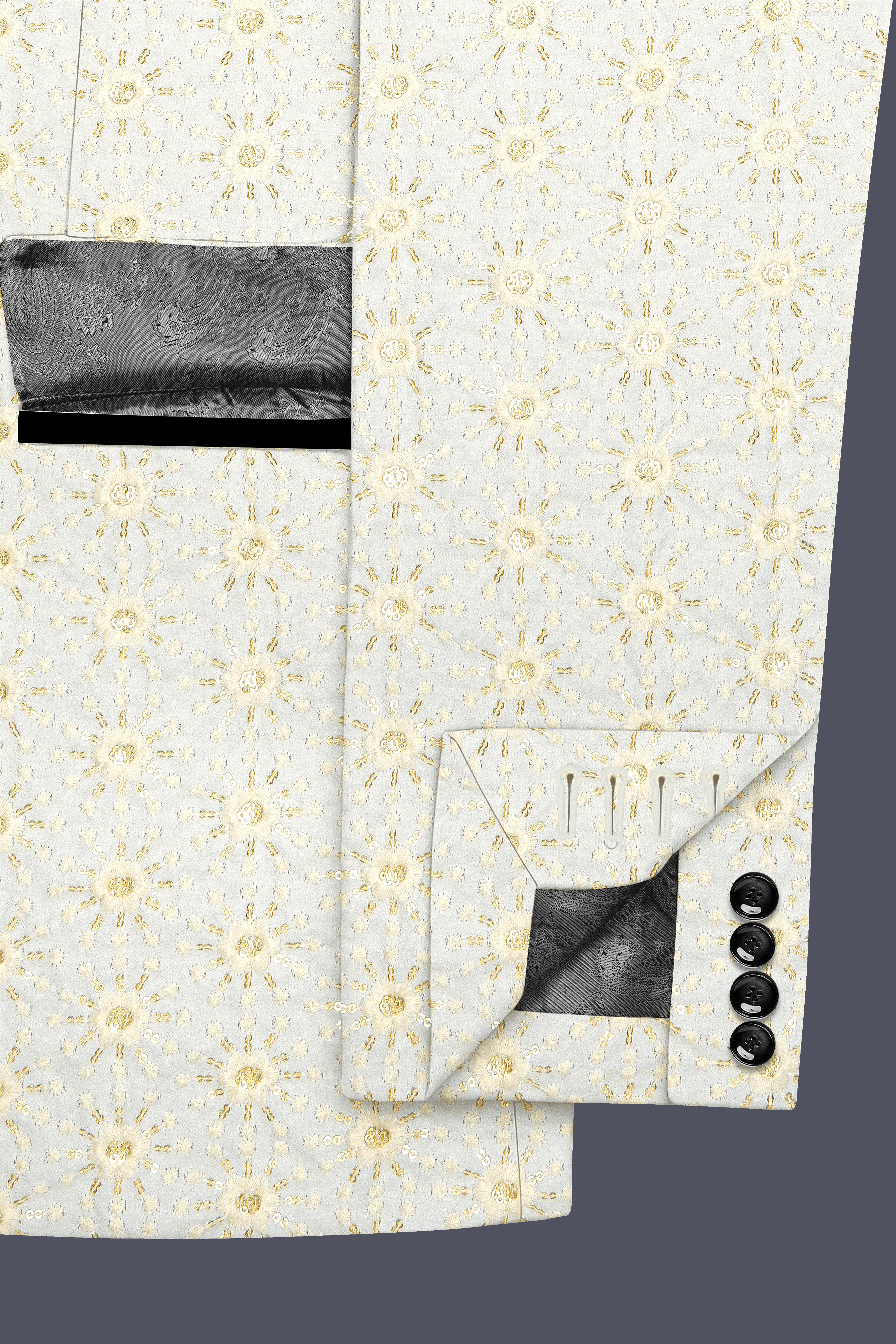 Viscara-Parchment Cream Embroidered Viscose Designer Suit