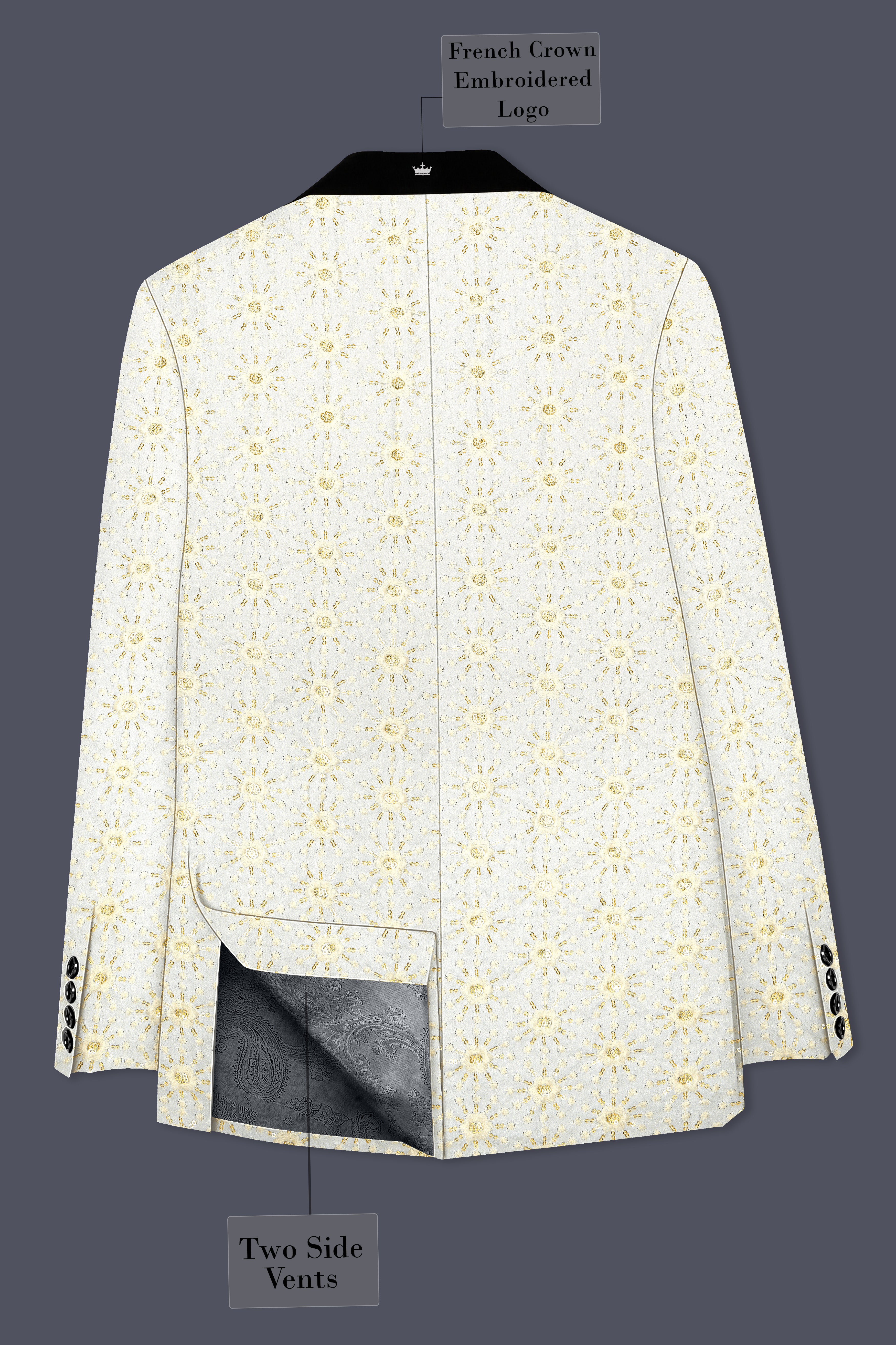 Viscara-Parchment Cream Embroidered Viscose Designer Suit