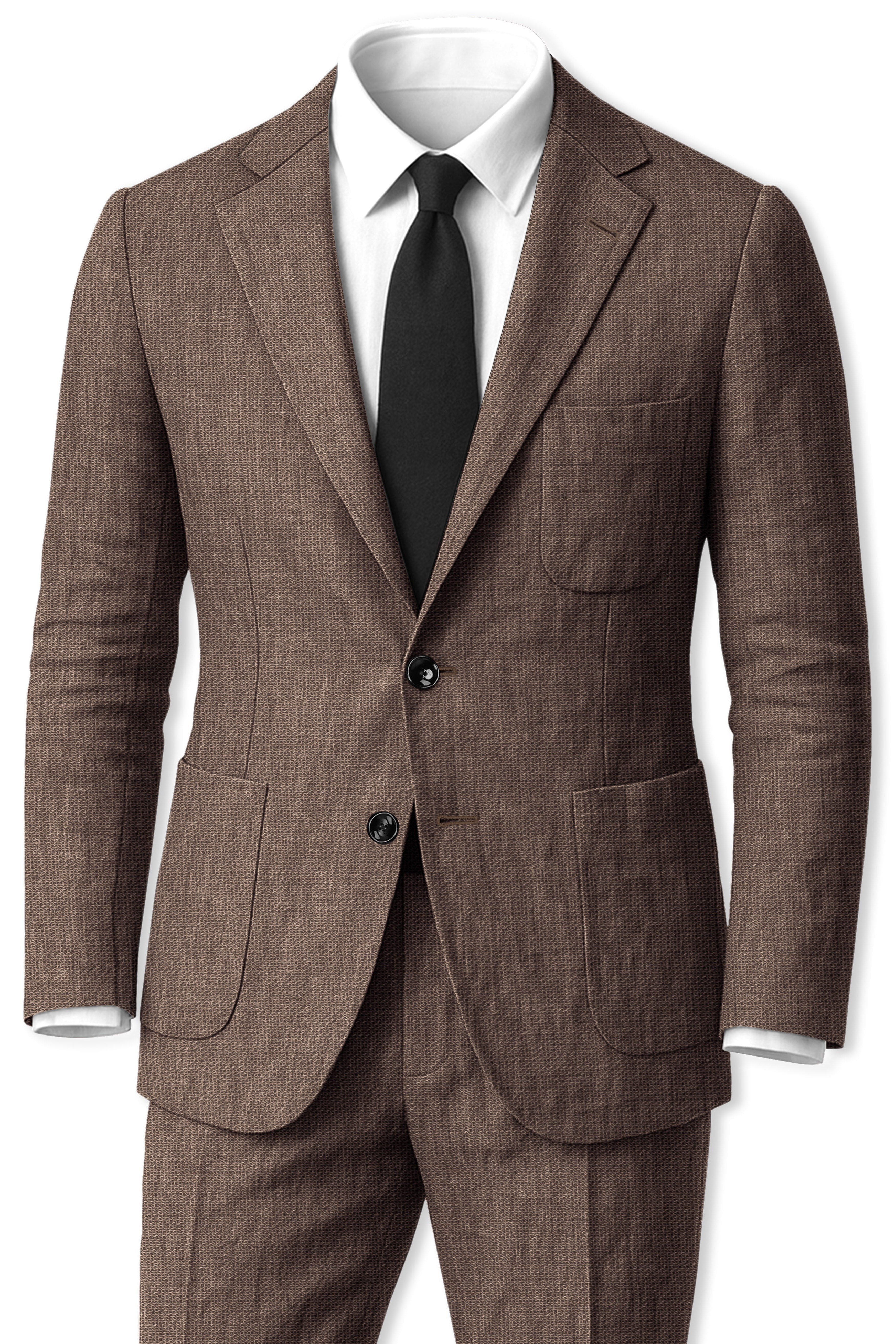 Velbrun-Kabul Brown Luxurious Linen Single Breasted Sports Suit