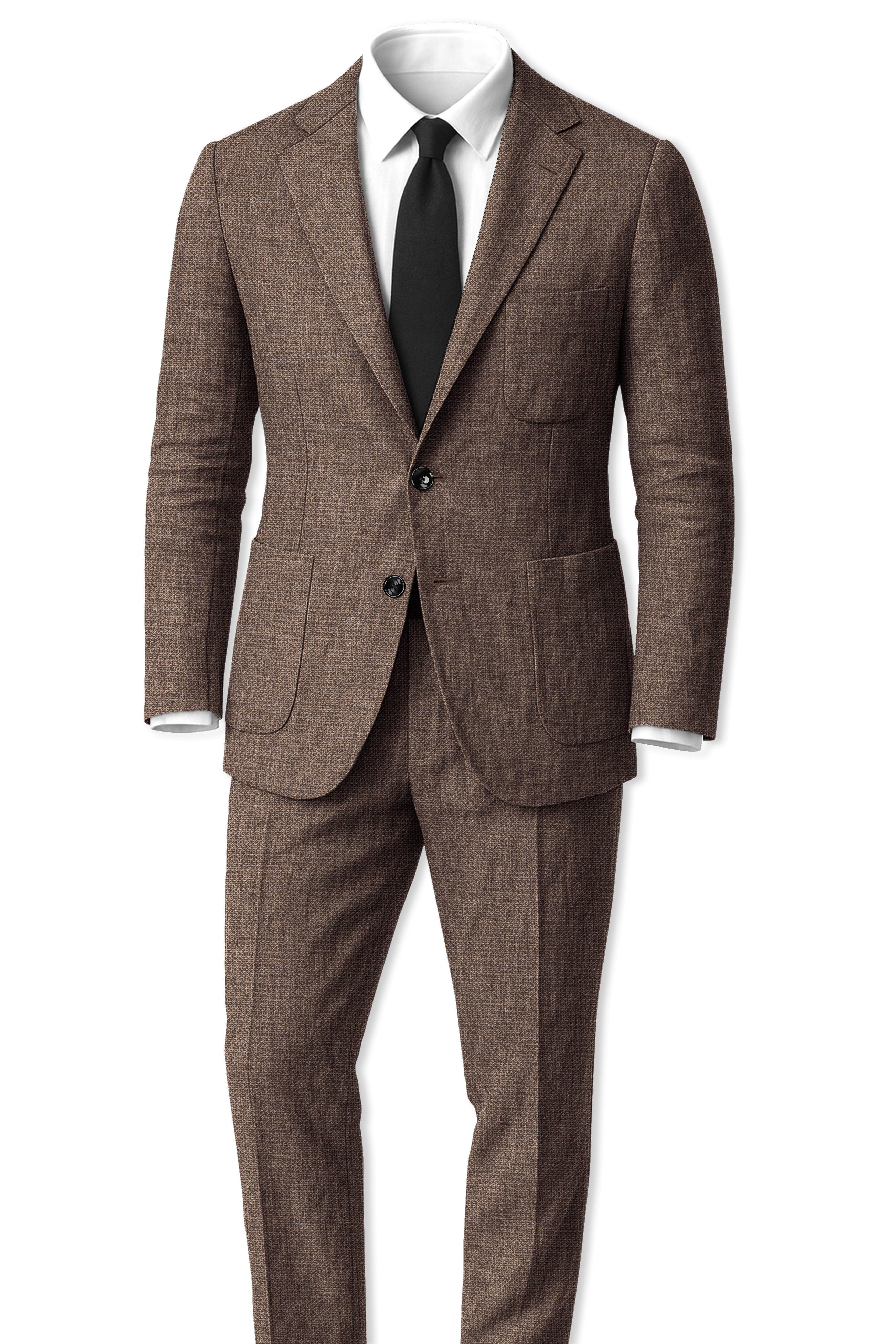 Velbrun-Kabul Brown Luxurious Linen Single Breasted Sports Suit