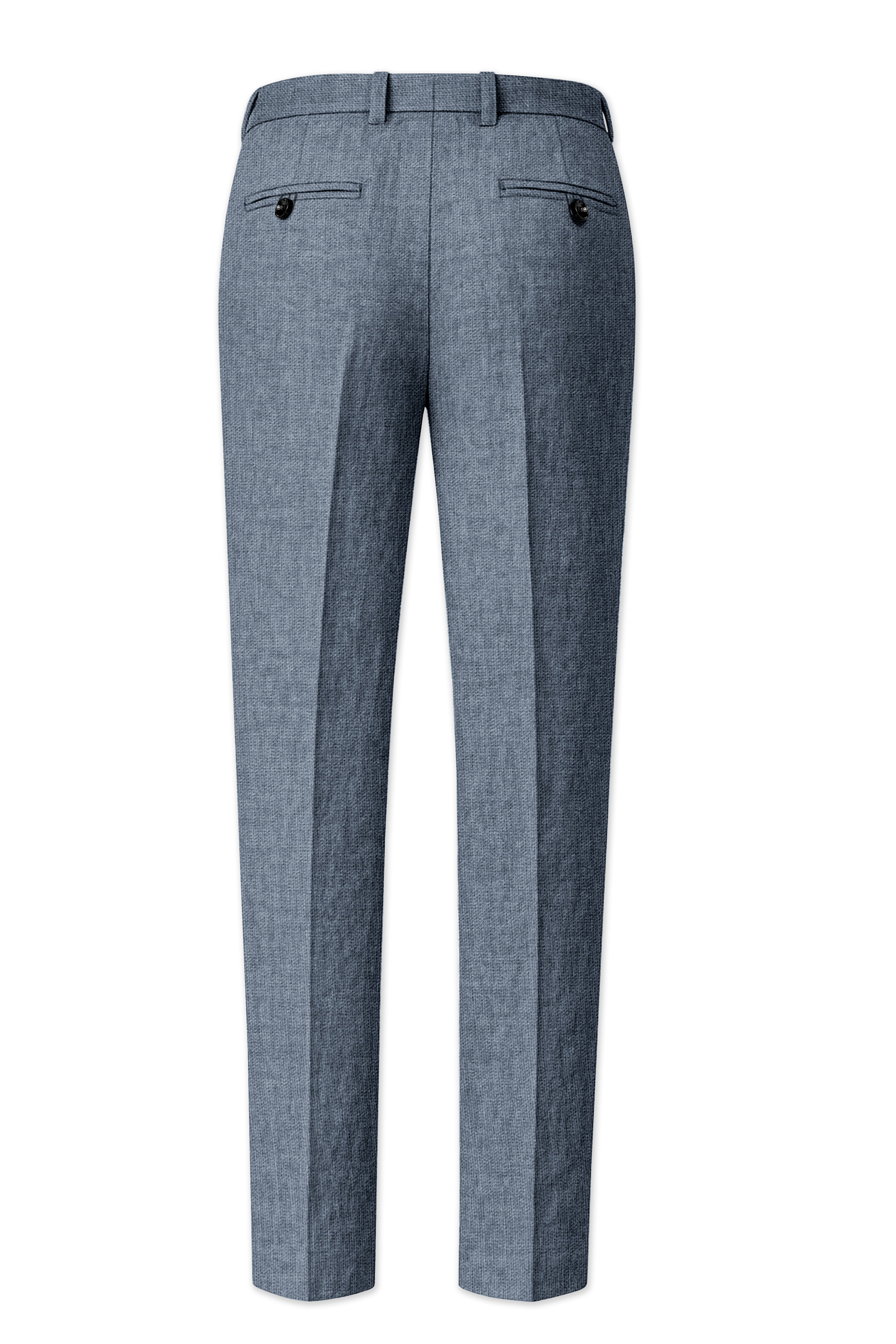 Azurven-Cadet Blue Luxurious Linen Single Breasted Sports Suit