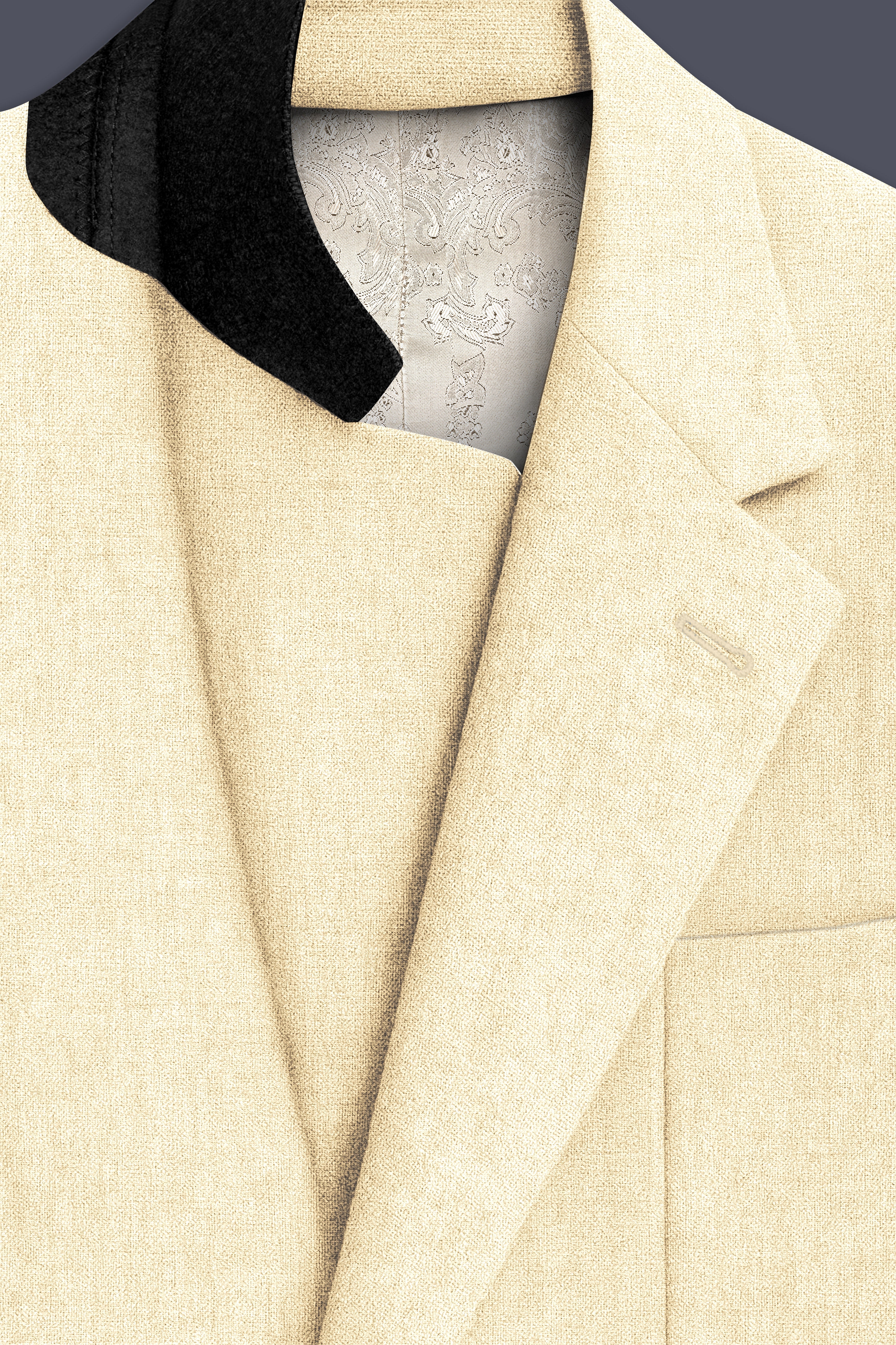 Crevano-Tequila Cream Luxurious Linen Single Breasted Sports Suit