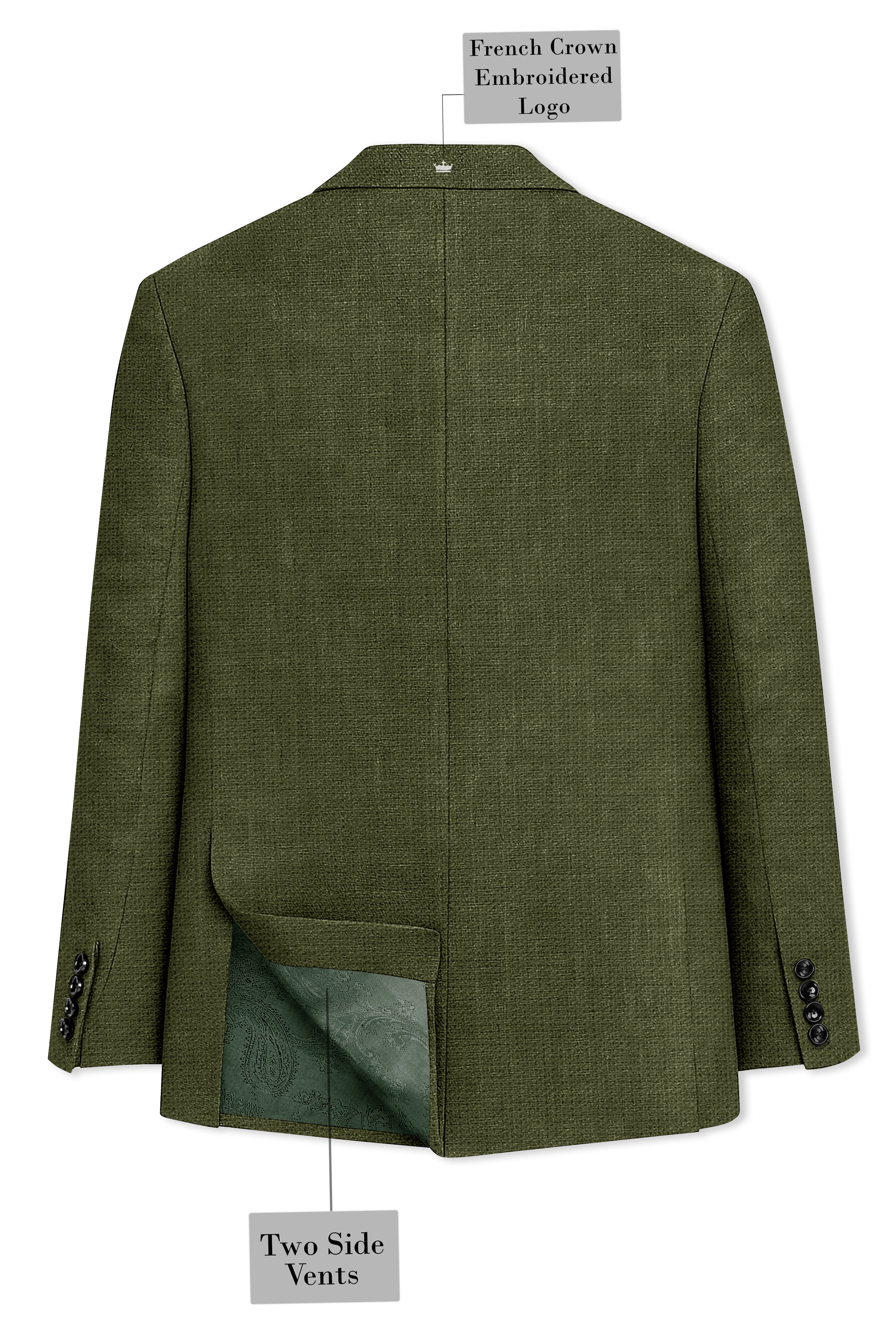 Gravino-Rifle Green Luxurious Linen Single Breasted Sports Suit