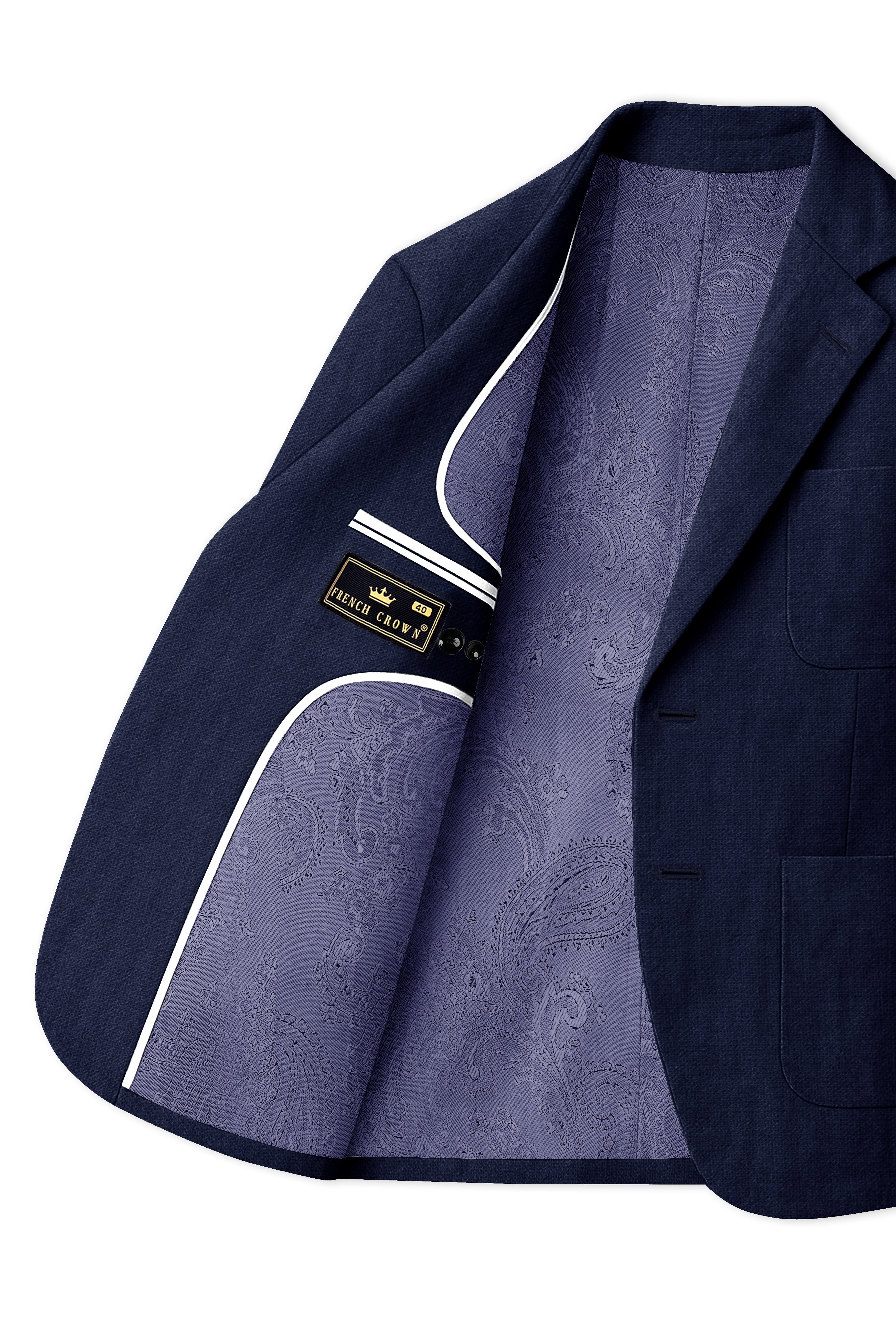 Azurven-Firefly Blue Luxurious Linen Single Breasted Sports Suit