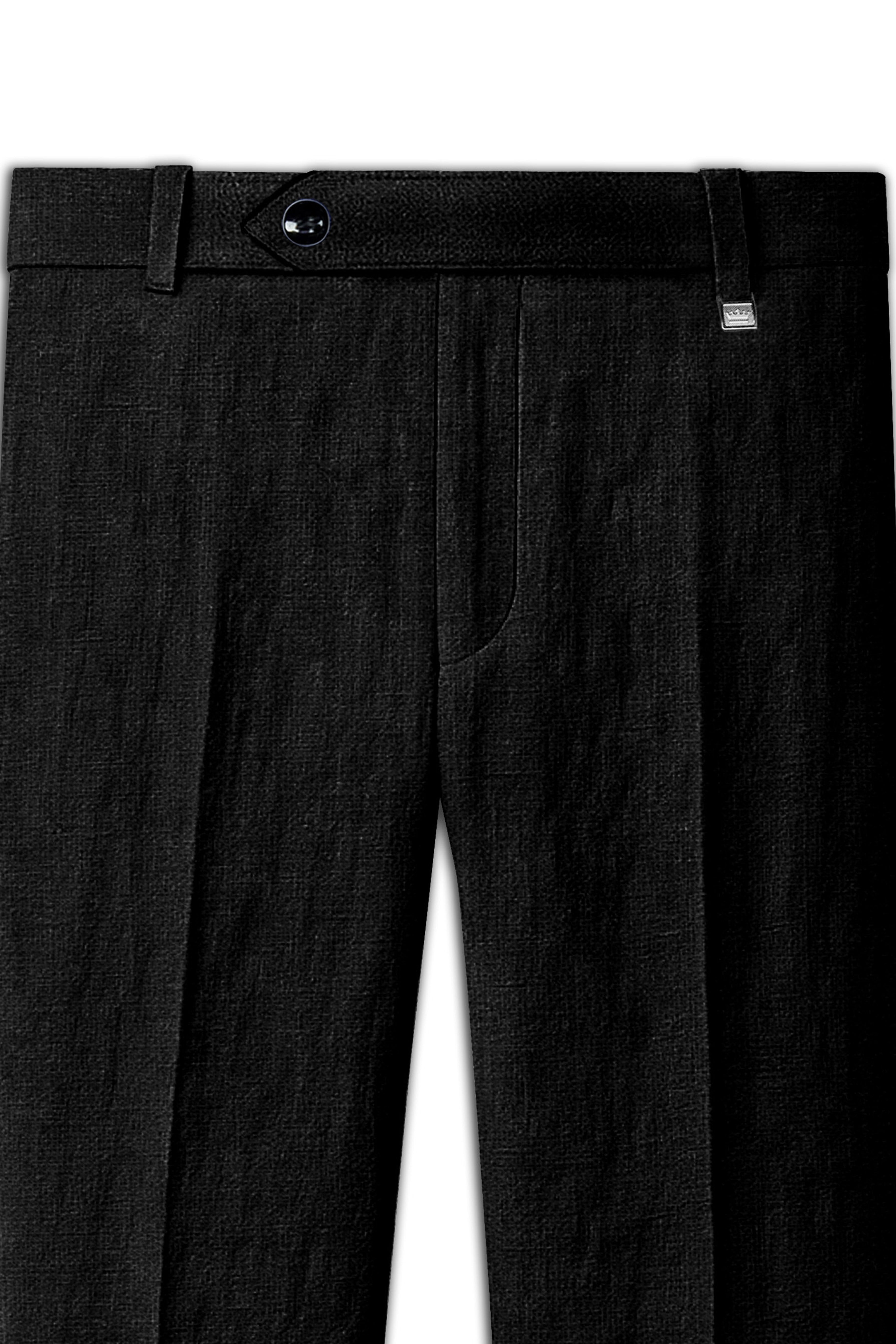 Nerjade-Jade Black Luxurious Linen Single Breasted Sports Suit