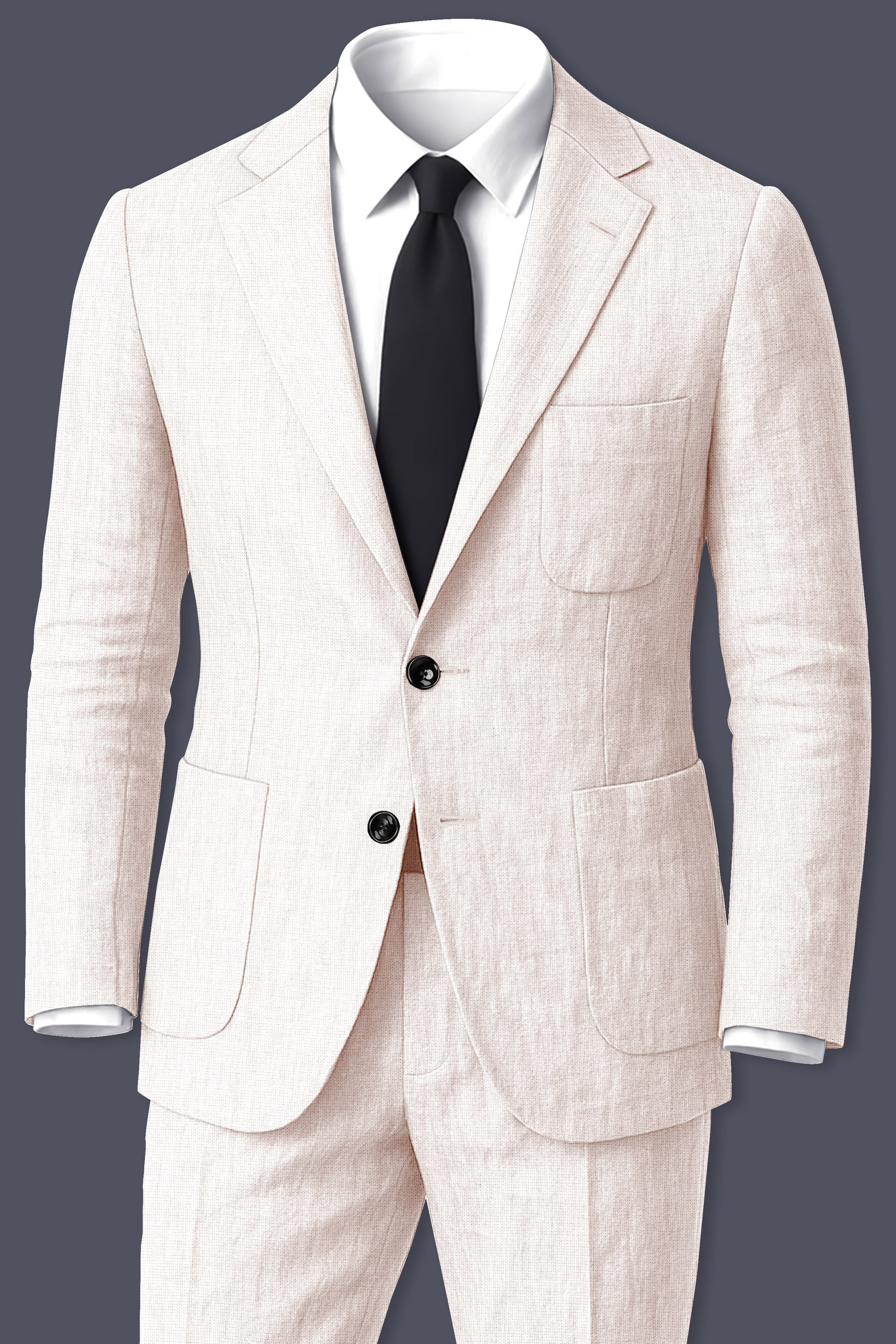 Velcrea-Vista Cream Luxurious Linen Single Breasted Sports Suit
