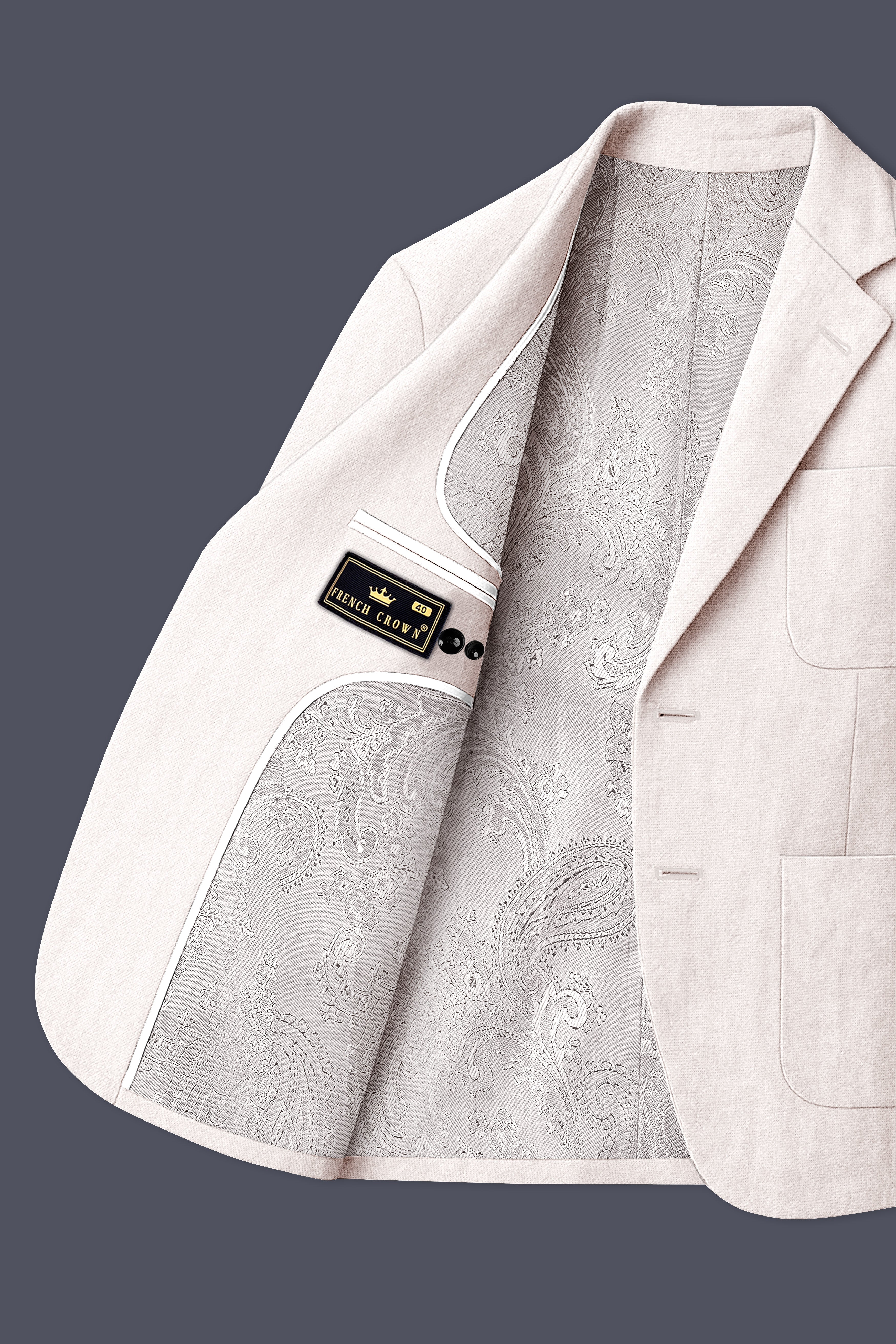 Velcrea-Vista Cream Luxurious Linen Single Breasted Sports Suit